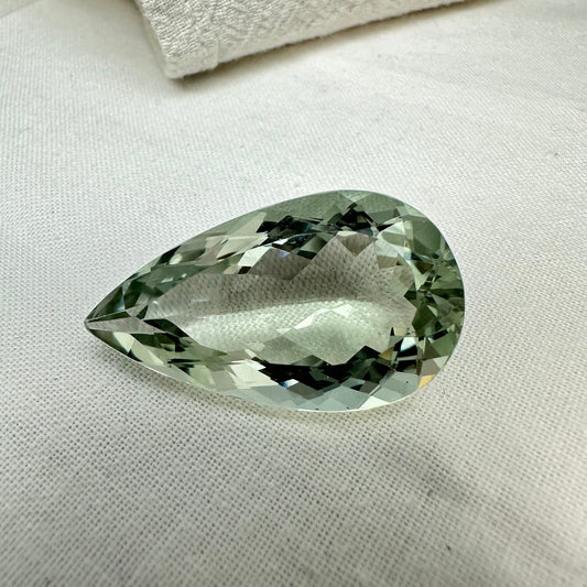 32 Carat Prasiolite 31.5x18mm Pear Cut, Faceted Loose Green Quartz