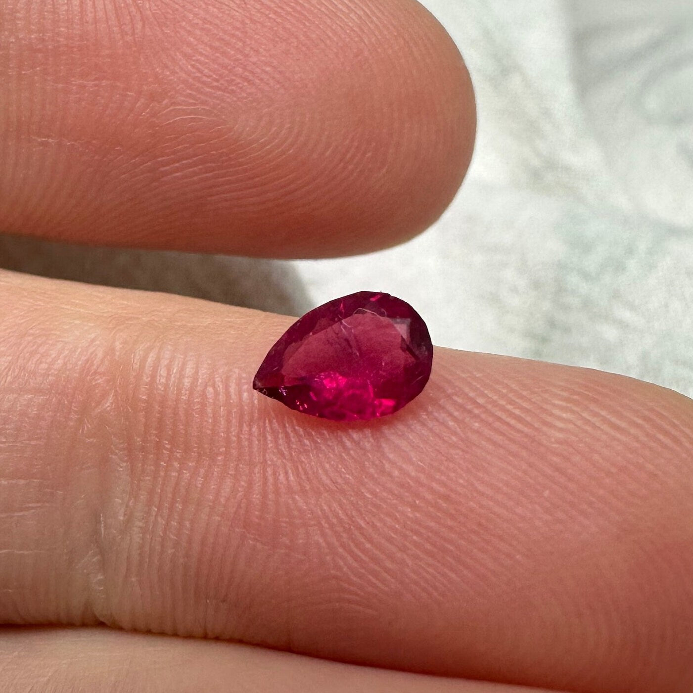 0.32 Carat Red Beryl 6.3x4.35mm Pear Cut, Rare Natural Utah Red Beryl