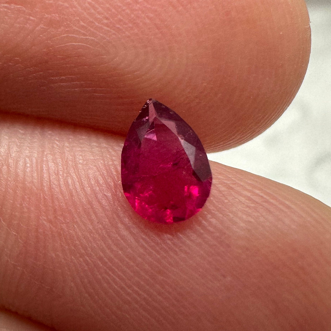 0.32 Carat Red Beryl 6.3x4.35mm Pear Cut, Rare Natural Utah Red Beryl