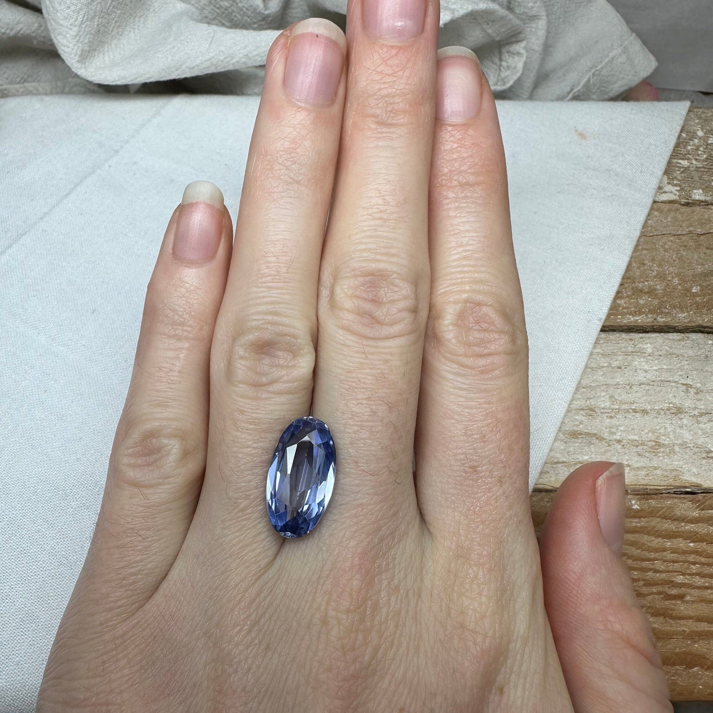 17.2x9.25mm Lab Created Blue Sapphire 8.5 Carat Oval Cut