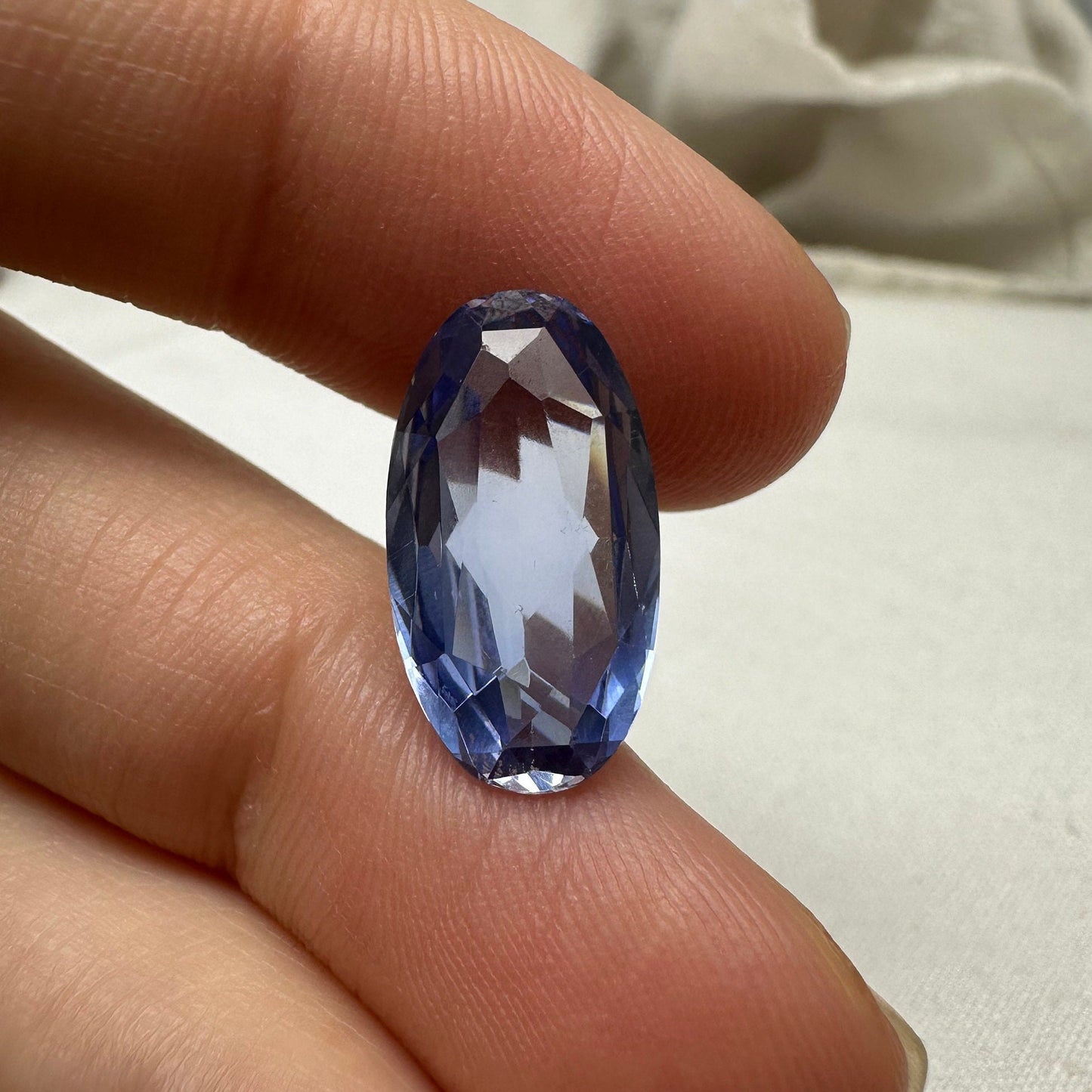 17.2x9.25mm Lab Created Blue Sapphire 8.5 Carat Oval Cut