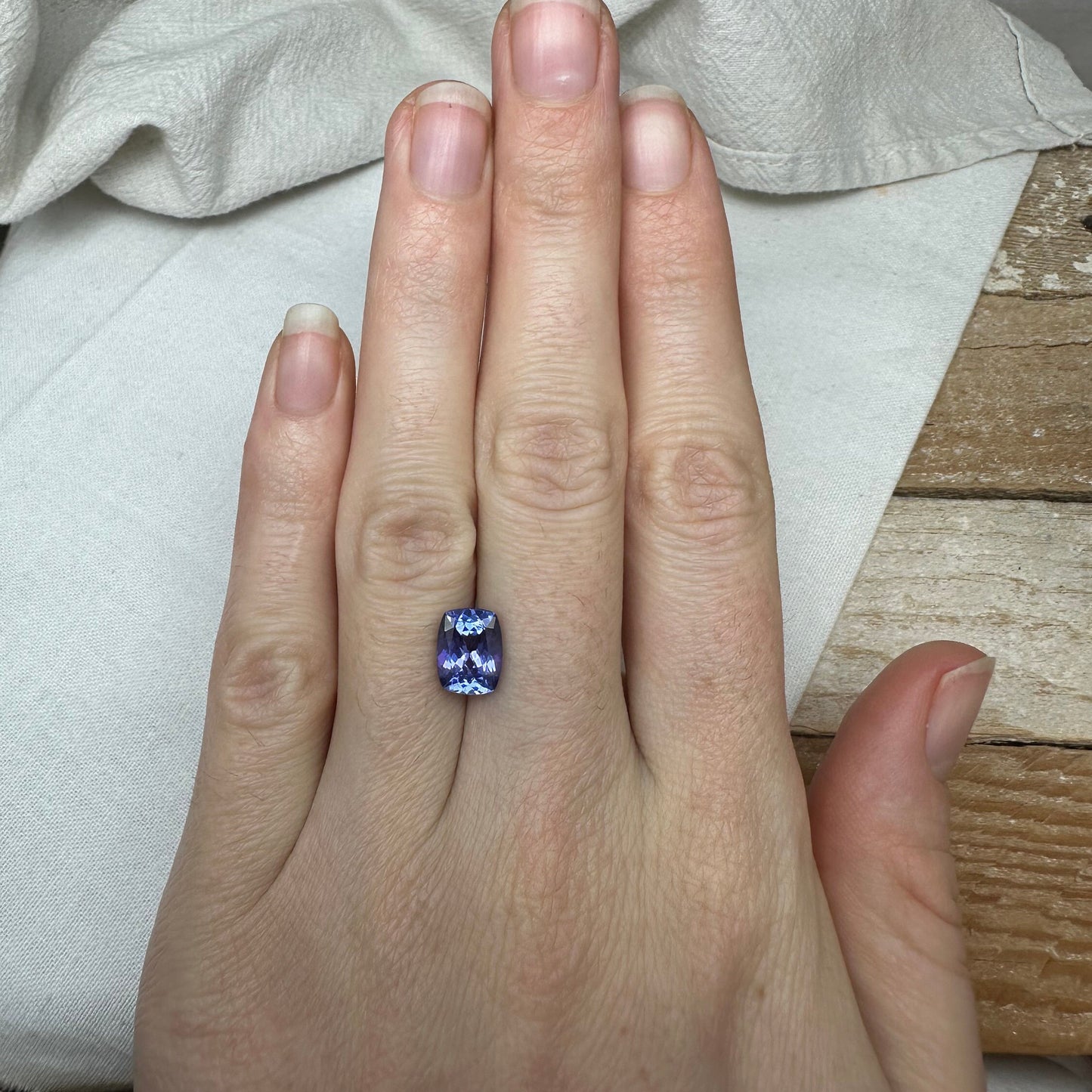 2 Carat Tanzanite 9x7mm Cushion Cut, Bluish Violet