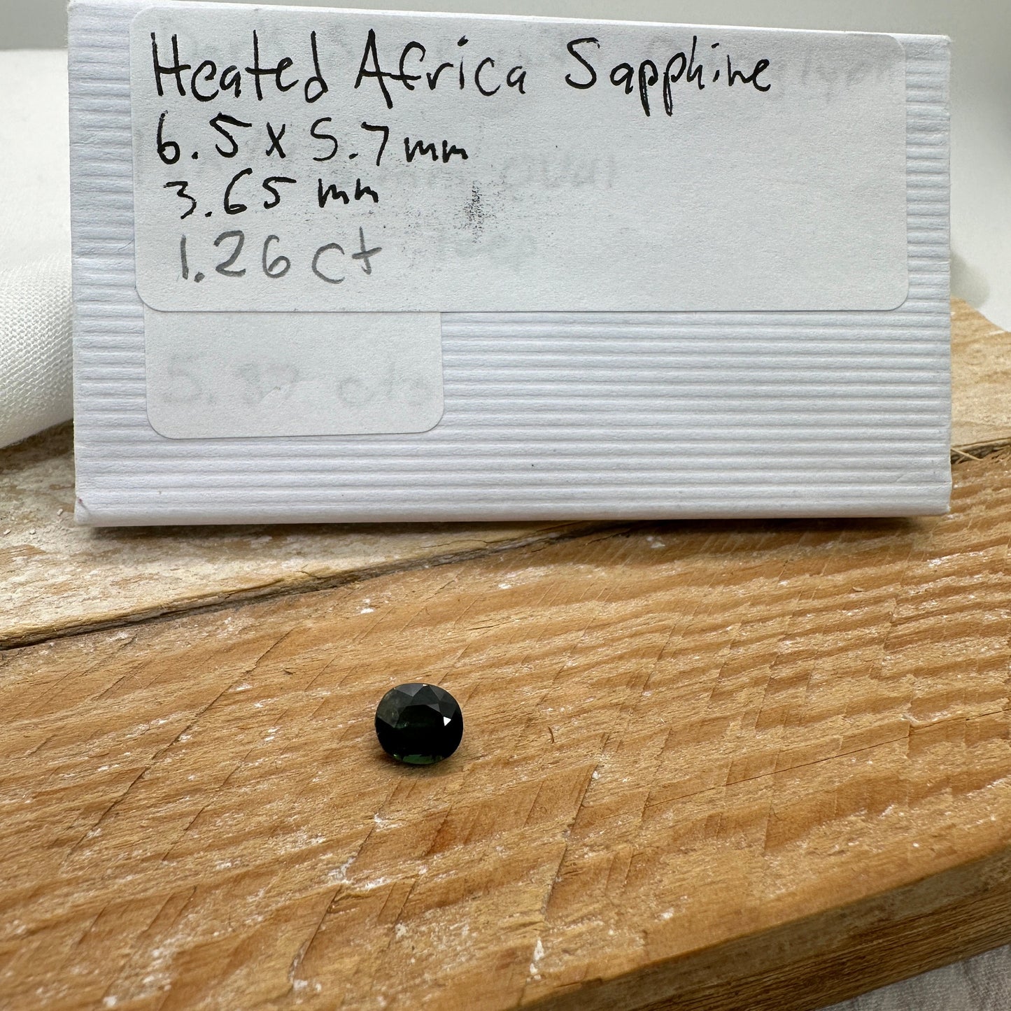 1.26 Carat Natural Blue Green  Sapphire 6.5x5.7mm Oval Cut, Dark Bluish Green Faceted Loose Heated Corundum
