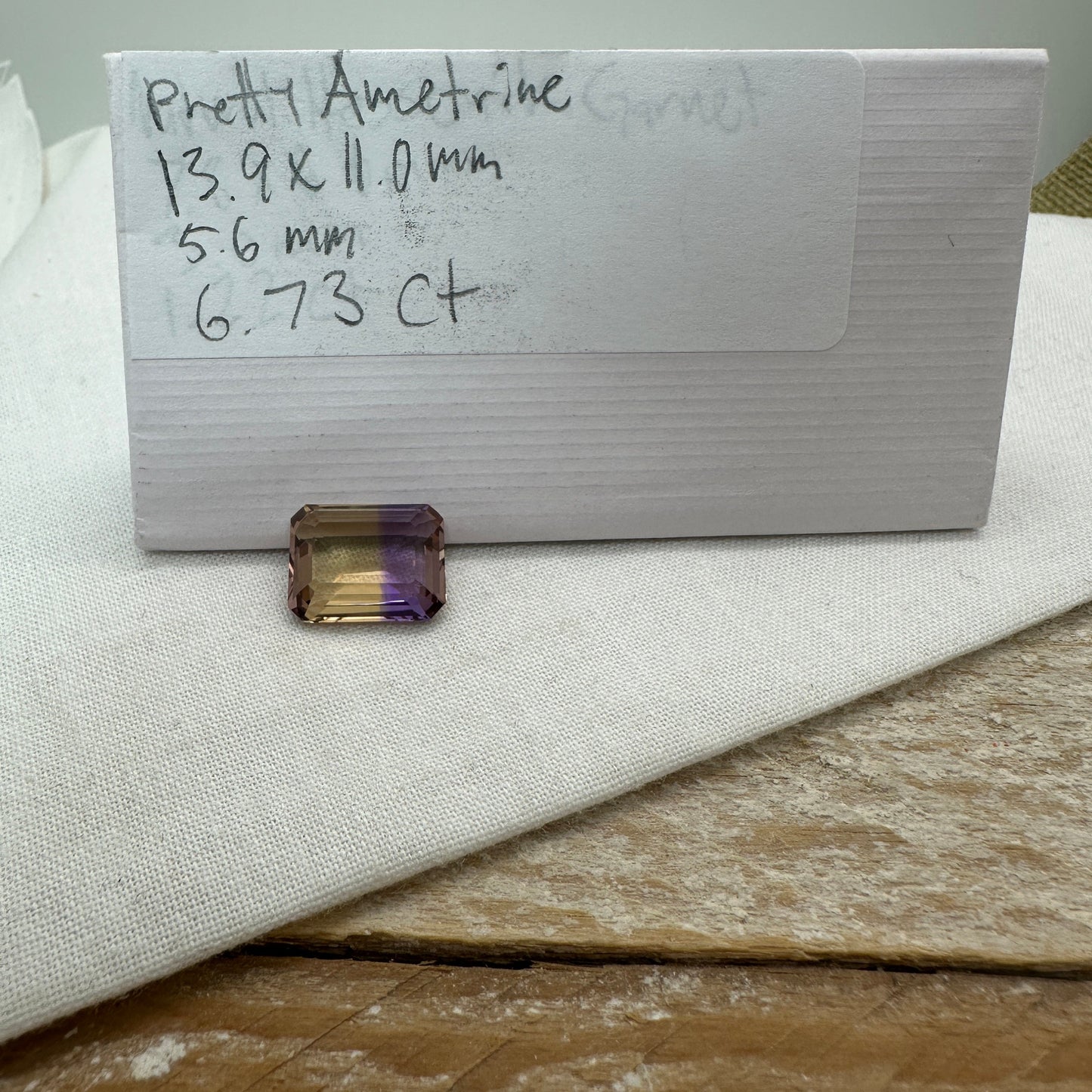 6.73 Carat Ametrine 14x11mm Emerald Cut, Faceted Loose Natural Bi-Color Gemstone