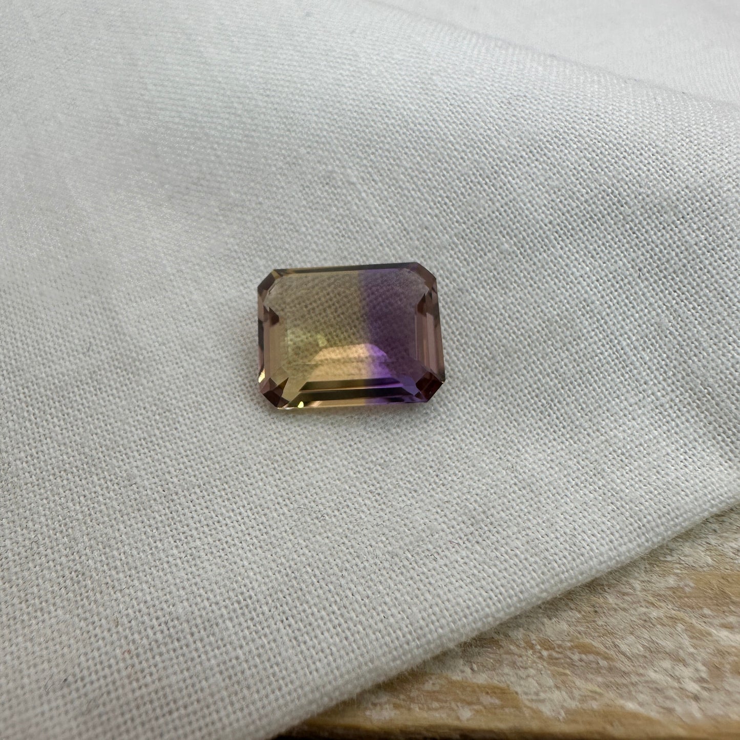 6.73 Carat Ametrine 14x11mm Emerald Cut, Faceted Loose Natural Bi-Color Gemstone