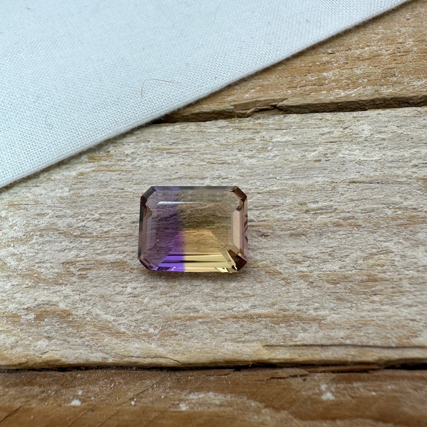 6.73 Carat Ametrine 14x11mm Emerald Cut, Faceted Loose Natural Bi-Color Gemstone