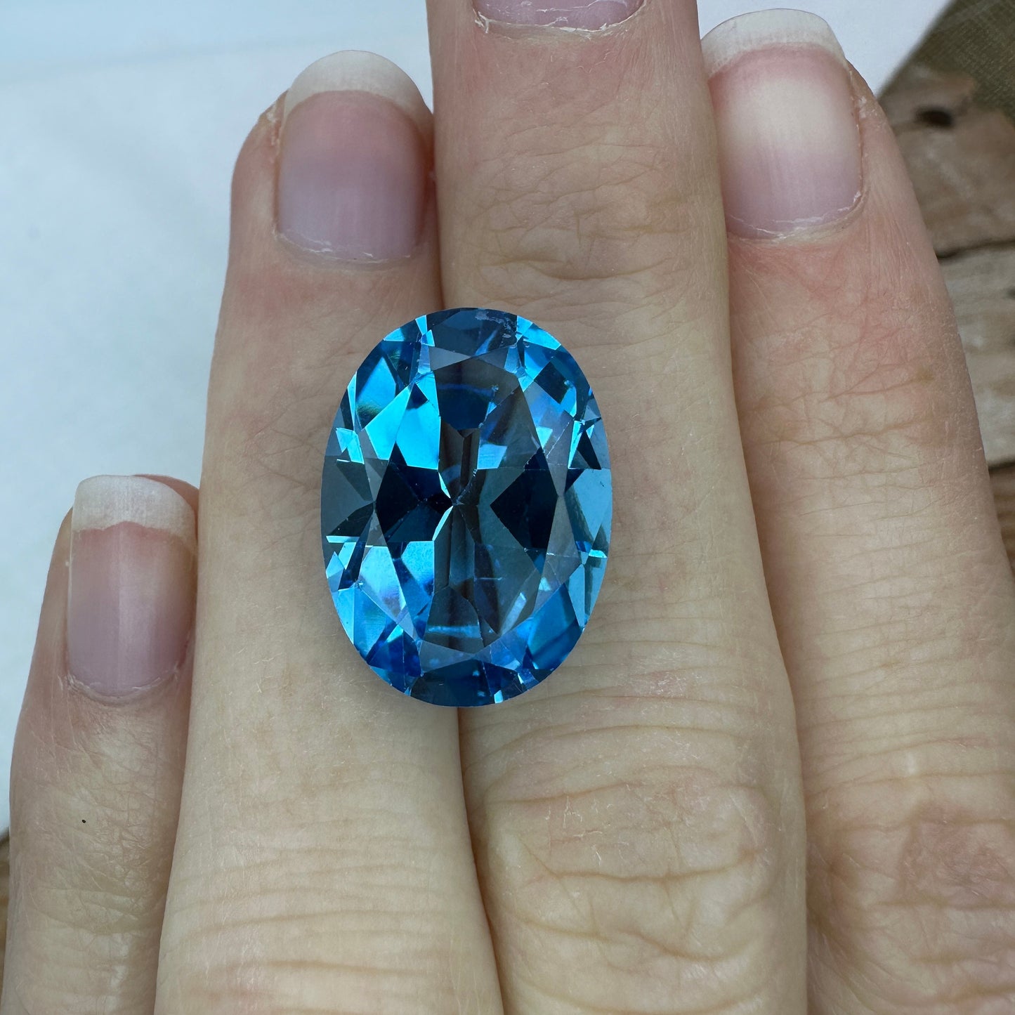 18x13mm Blue Topaz 15.16 carat, Oval Cut Gem, Loose Reclaimed/Recycled Gemstone