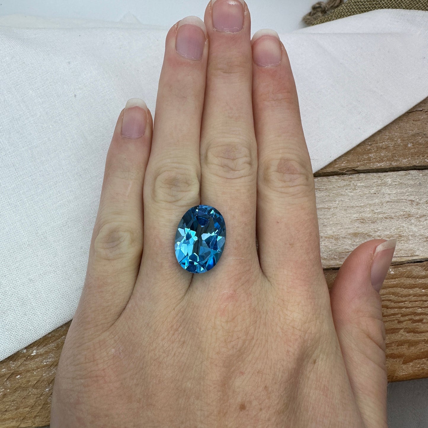18x13mm Blue Topaz 15.16 carat, Oval Cut Gem, Loose Reclaimed/Recycled Gemstone