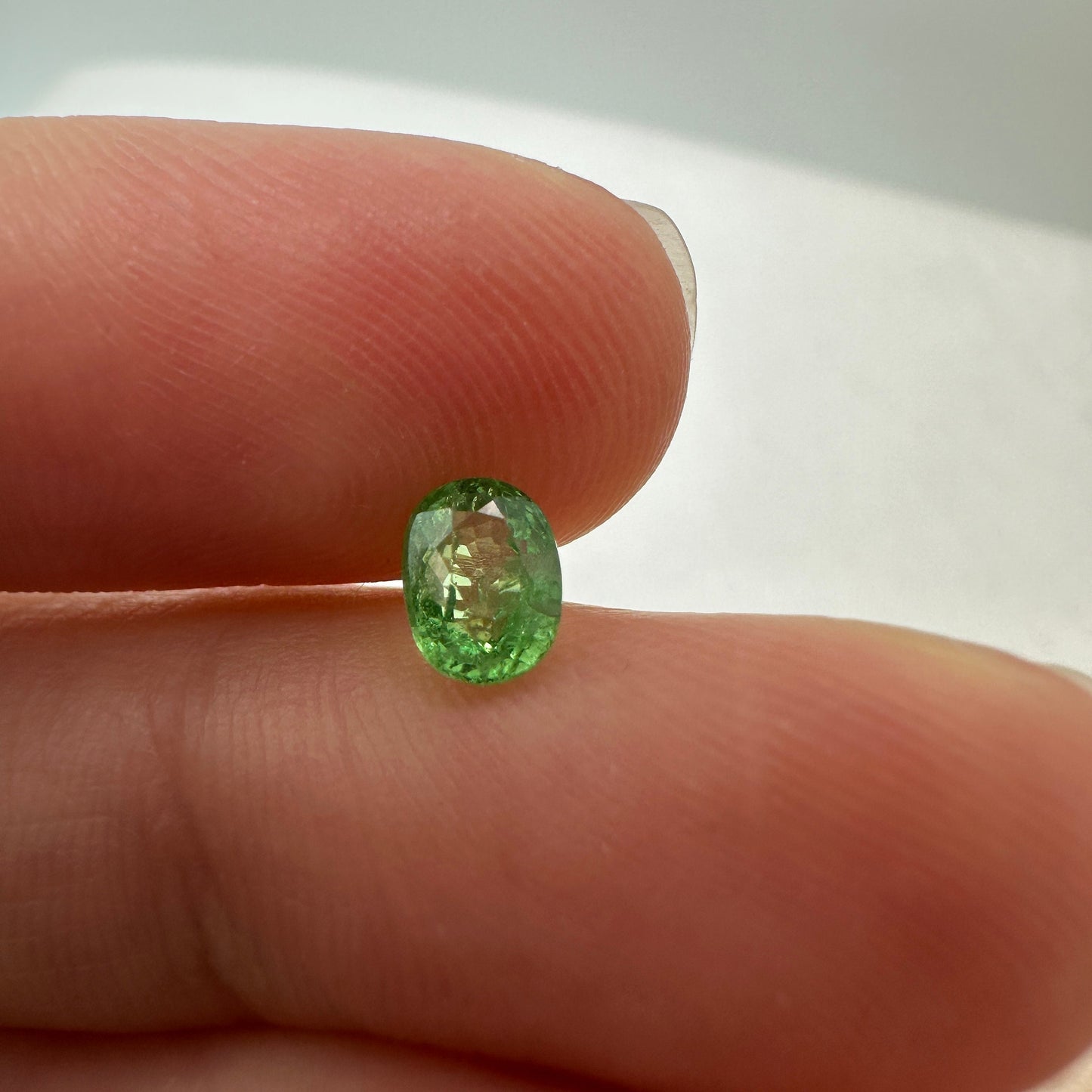 0.72 Carat Mint Green Tsavorite Garnet 5.7x4.3mm Oval Cut, Faceted Loose Gemstone