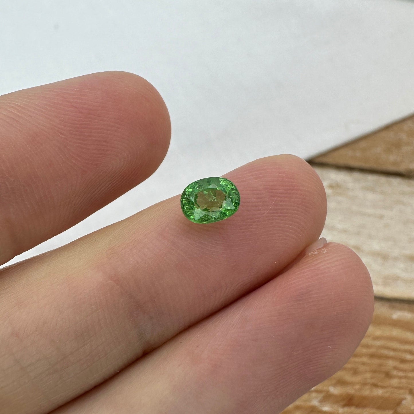 0.72 Carat Mint Green Tsavorite Garnet 5.7x4.3mm Oval Cut, Faceted Loose Gemstone