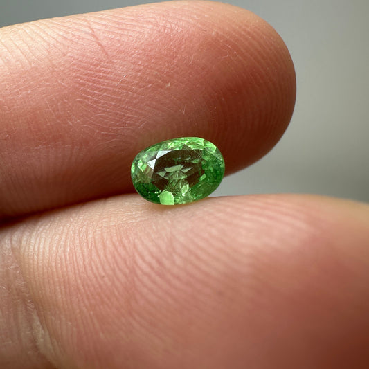 0.72 Carat Mint Green Tsavorite Garnet 5.7x4.3mm Oval Cut, Faceted Loose Gemstone