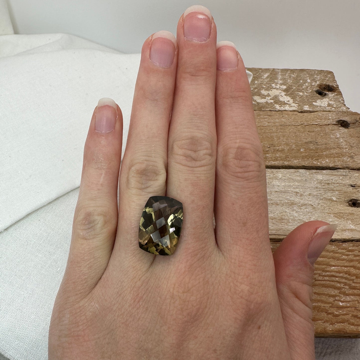 18x13mm Smoky quartz 11.50 carat Rectangle Cushion Checkerboard, Faceted Loose Gemstone