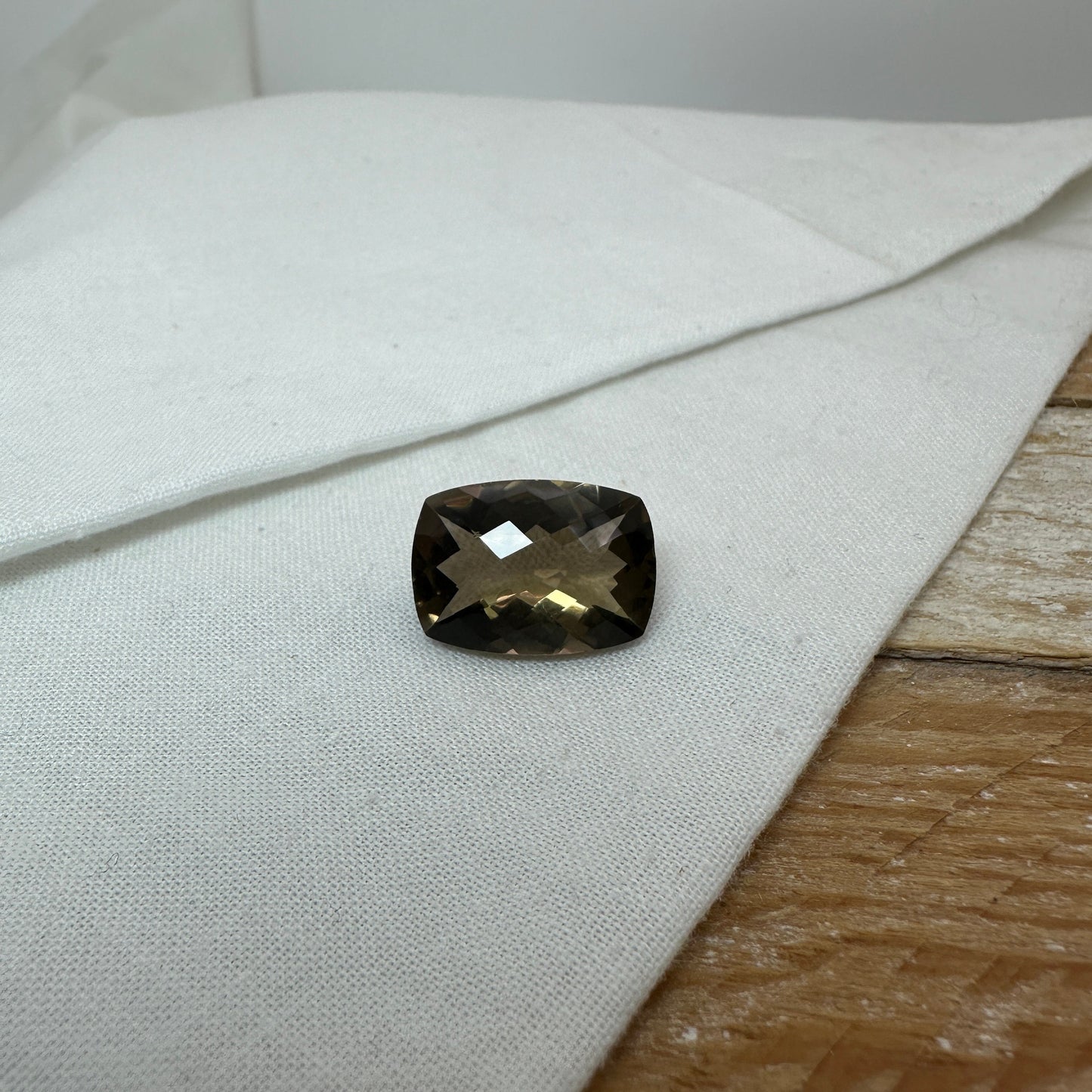 18x13mm Smoky quartz 11.50 carat Rectangle Cushion Checkerboard, Faceted Loose Gemstone