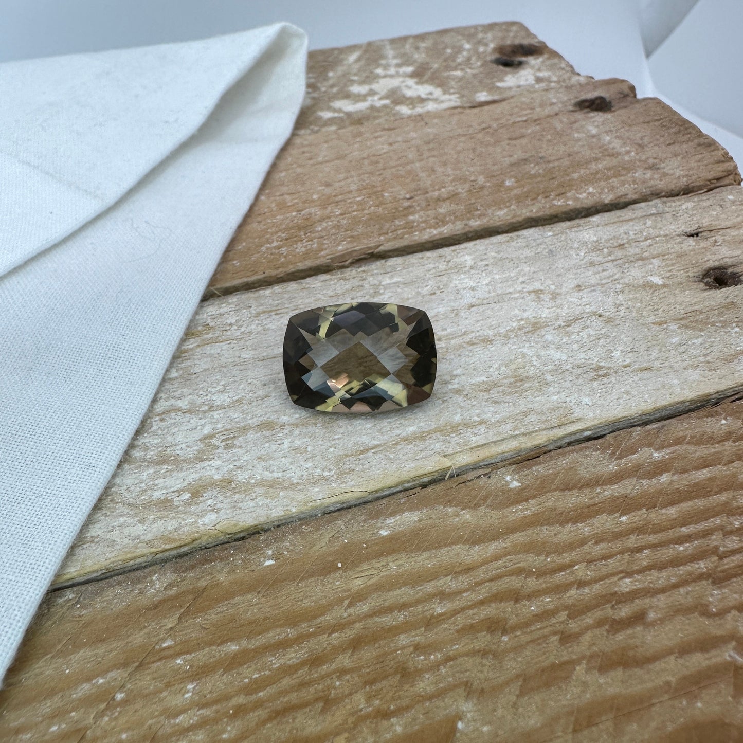 18x13mm Smoky quartz 11.50 carat Rectangle Cushion Checkerboard, Faceted Loose Gemstone