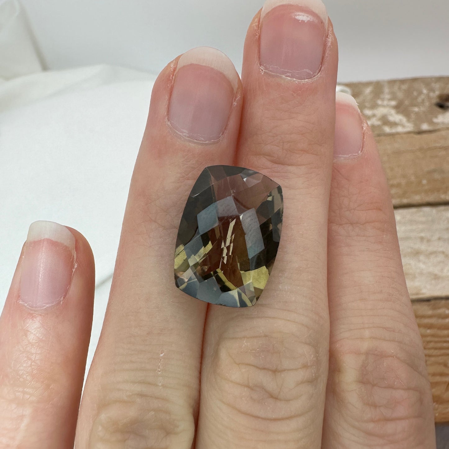 18x13mm Smoky quartz 11.50 carat Rectangle Cushion Checkerboard, Faceted Loose Gemstone