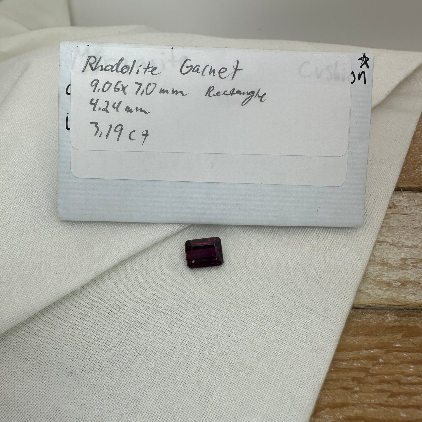 9x7mm Natural Rhodolite Garnet, 3.19 carat, Emerald Cut, Faceted Purple Garnet
