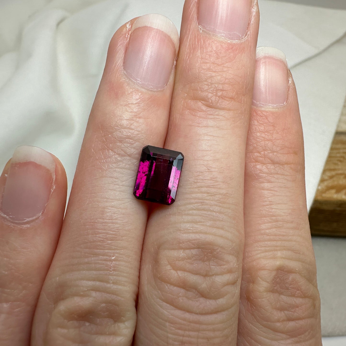 9x7mm Natural Rhodolite Garnet, 3.19 carat, Emerald Cut, Faceted Purple Garnet