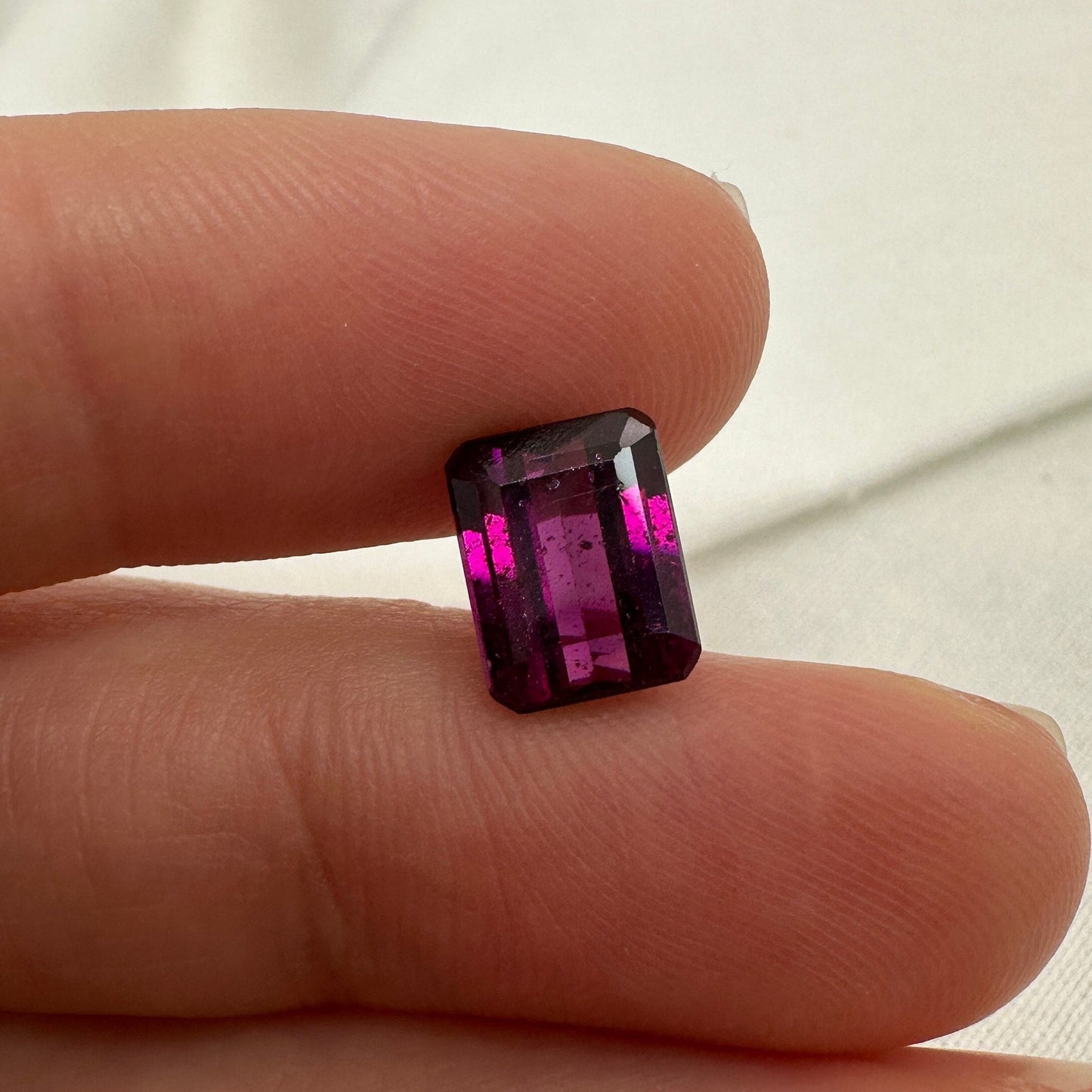 9x7mm Natural Rhodolite Garnet, 3.19 carat, Emerald Cut, Faceted Purple Garnet