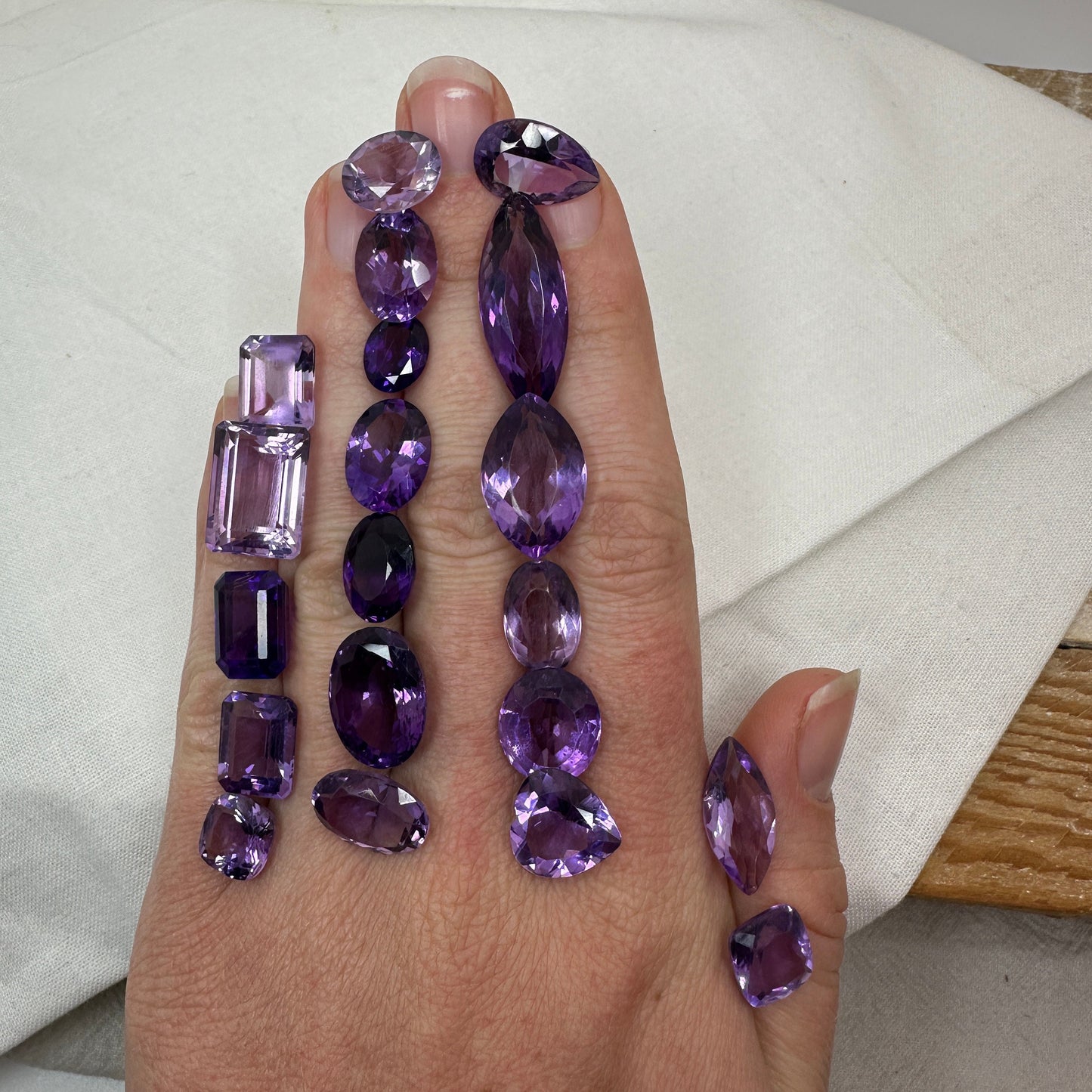 133 carat Lot of Amethyst, Discount Worn Amethyst, 21 pieces, Faceted, Recycled, Chipped, Preformed Facet Rough