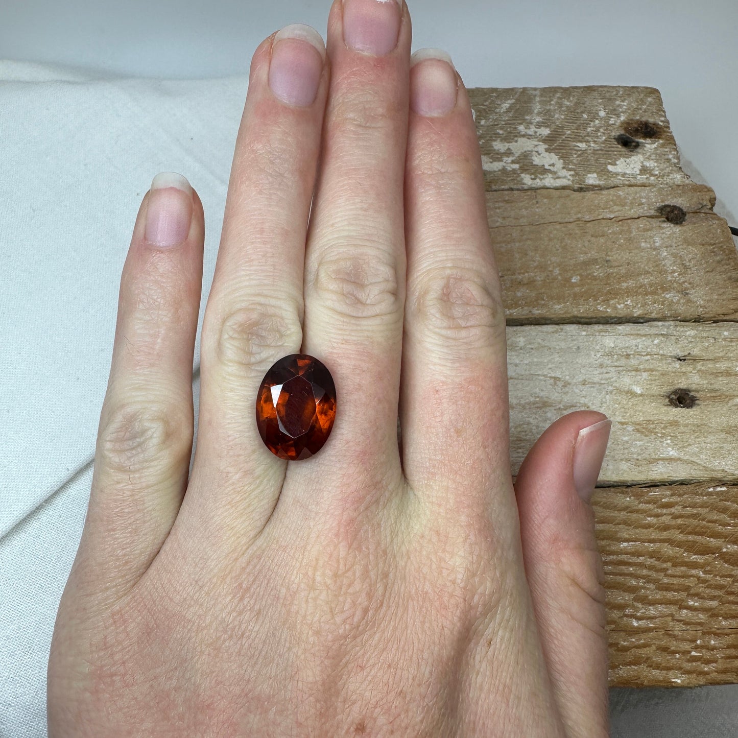 16x12mm Natural Orange Hessonite Garnet 11.65 carat Oval Faceted Loose Gemstone, Red Orange Grossular Garnet