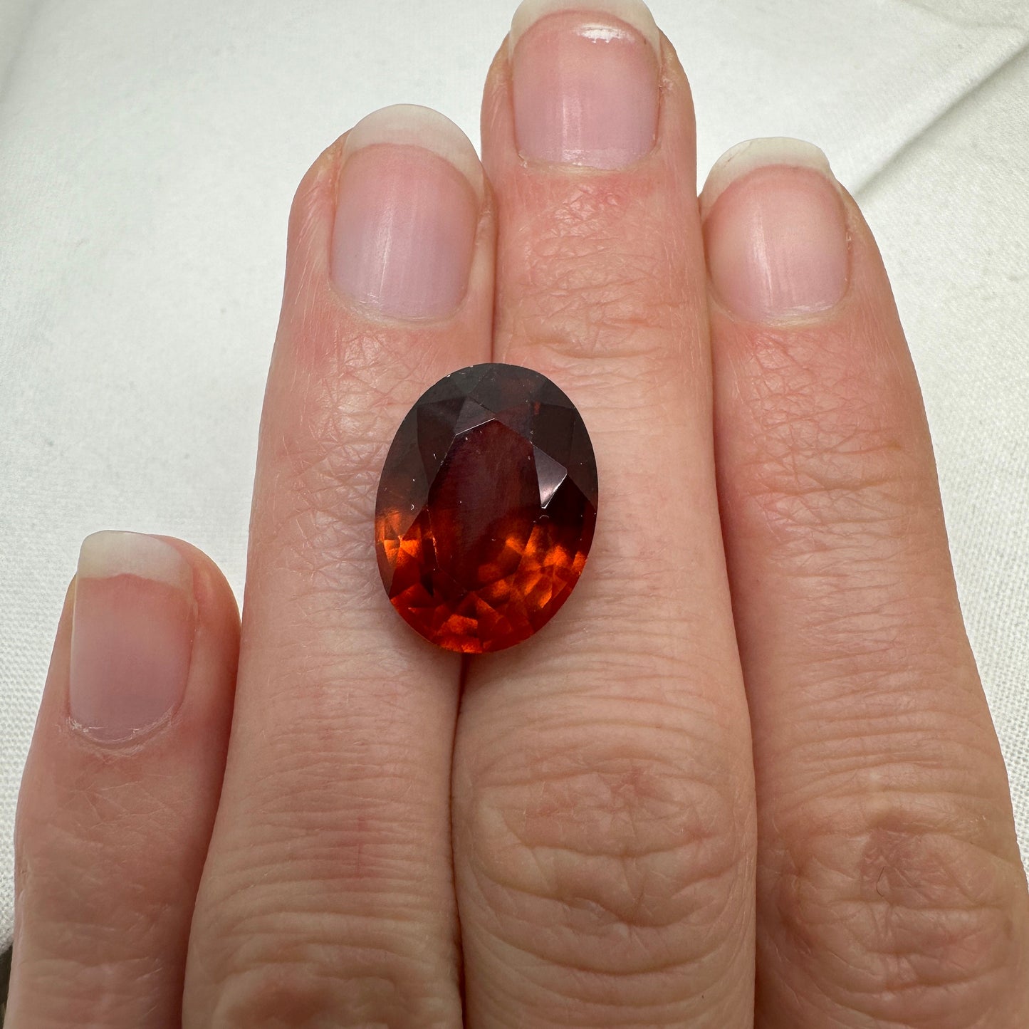 16x12mm Natural Orange Hessonite Garnet 11.65 carat Oval Faceted Loose Gemstone, Red Orange Grossular Garnet