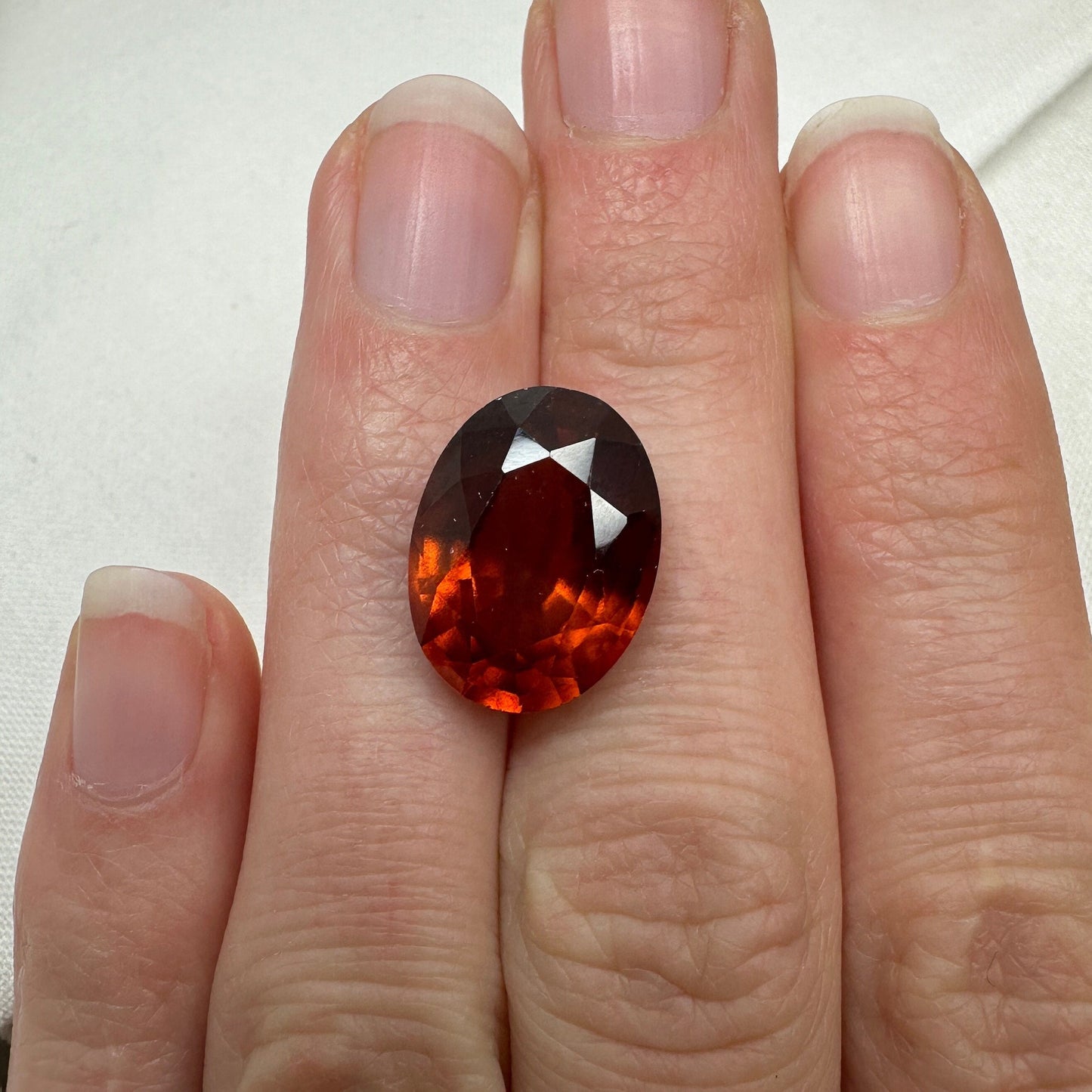 16x12mm Natural Orange Hessonite Garnet 11.65 carat Oval Faceted Loose Gemstone, Red Orange Grossular Garnet