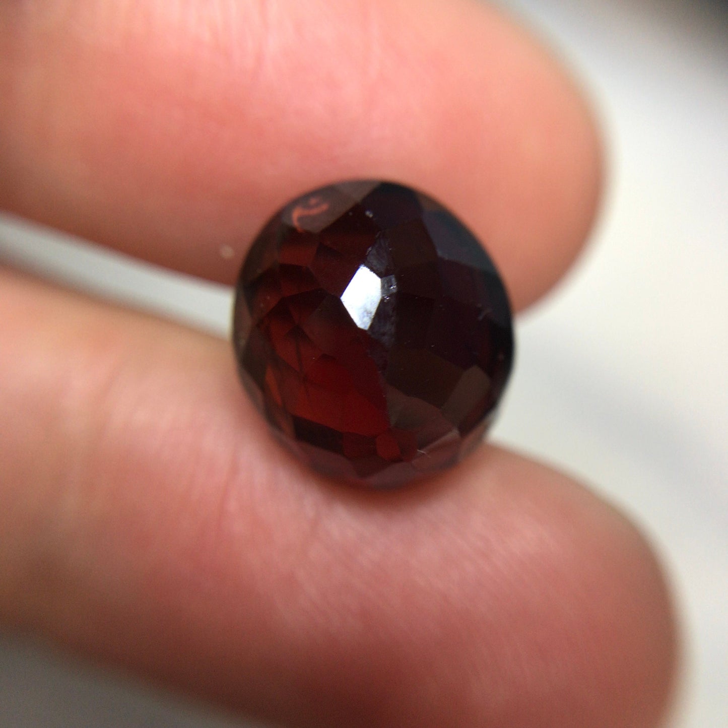 Dark Red Garnet 9.35 Carat 12.5x11.2mm Oval Cut Faceted Loose Gemstone