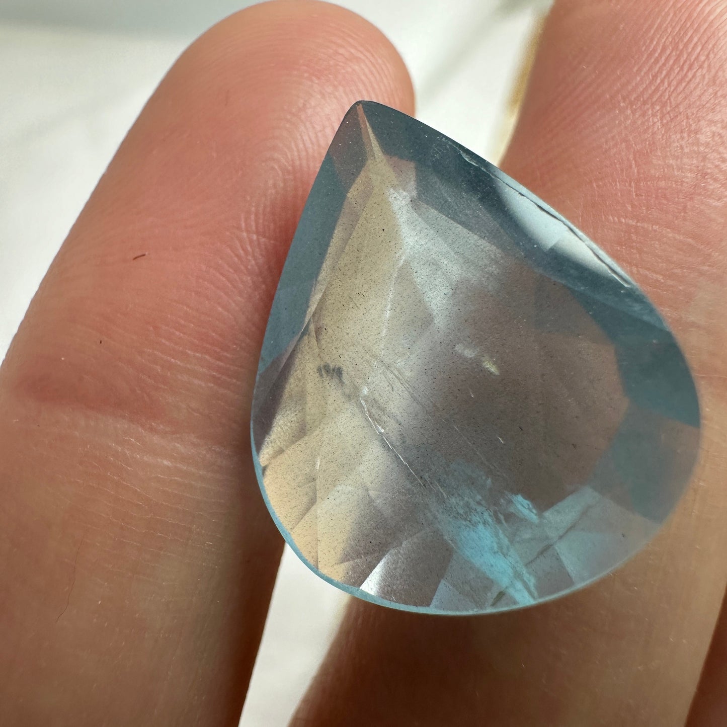 11.67 carat Aquamarine Approx. 21x17mm Fat Pear Cut, Natural Included, Blue Aquamarine, Faceted Loose Gem, Shallow cut Gem
