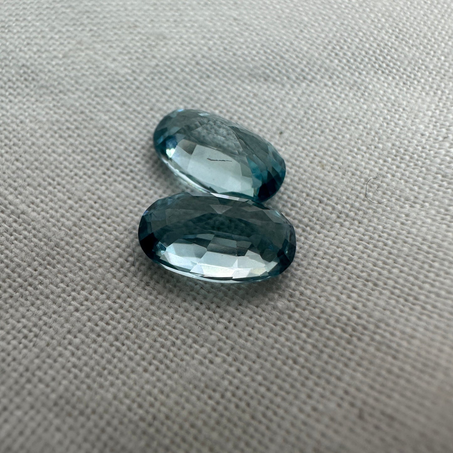 Pair of Blue Zircon 4.10 Total Carat Weight, 9x5.4mm Oval cut Gemstones, Natural Loose Greenish Blue Zircons December Birthstones
