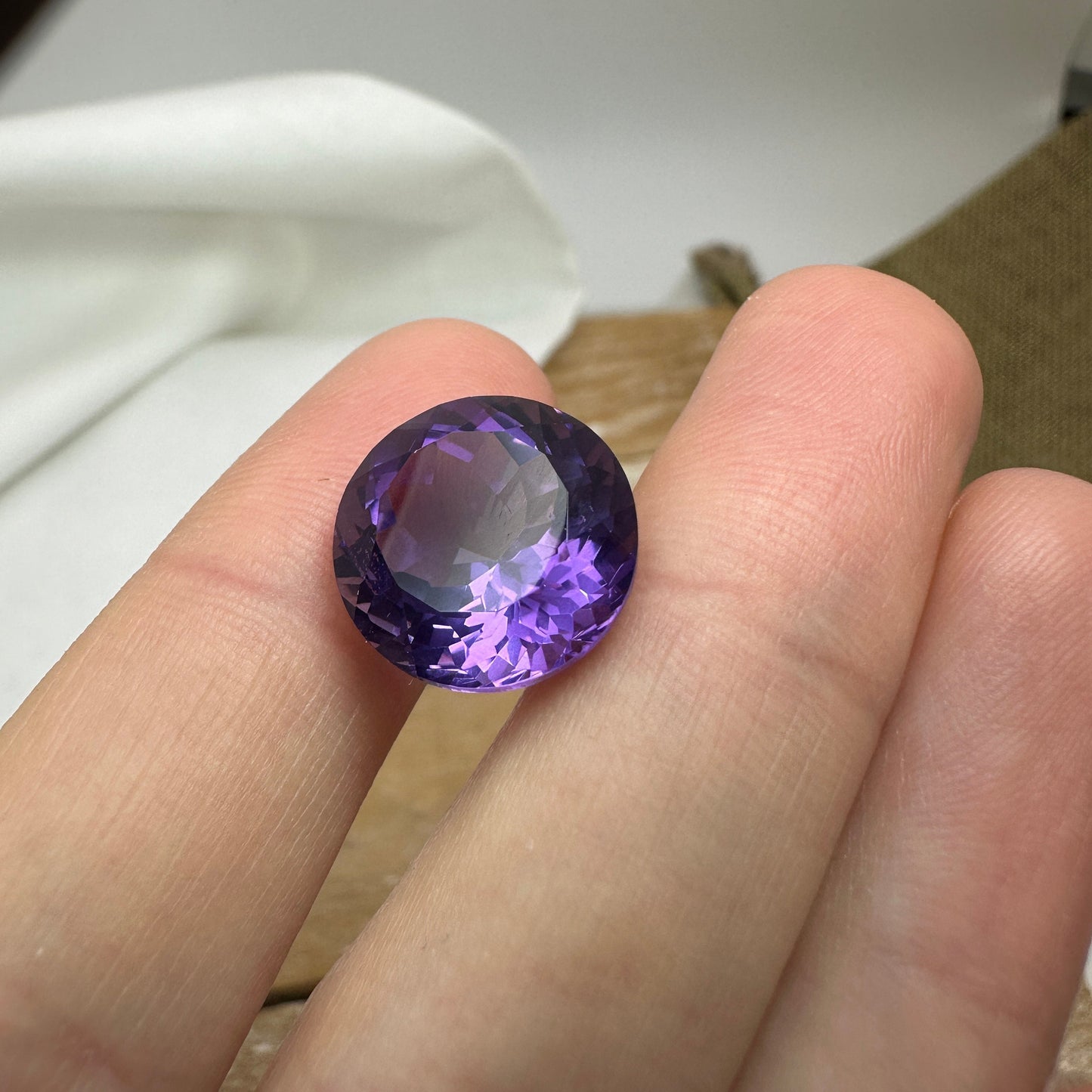 14mm Round Purple Amethyst, 10.40 Carat Loose Gemstone Faceted February Birthstone