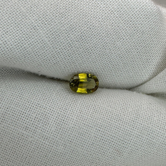 6.2x4.1mm Greenish Yellow Sapphire, 0.60 carat, 6x4mm Oval Cut, BE Treated, Beryllium Treated Sapphire