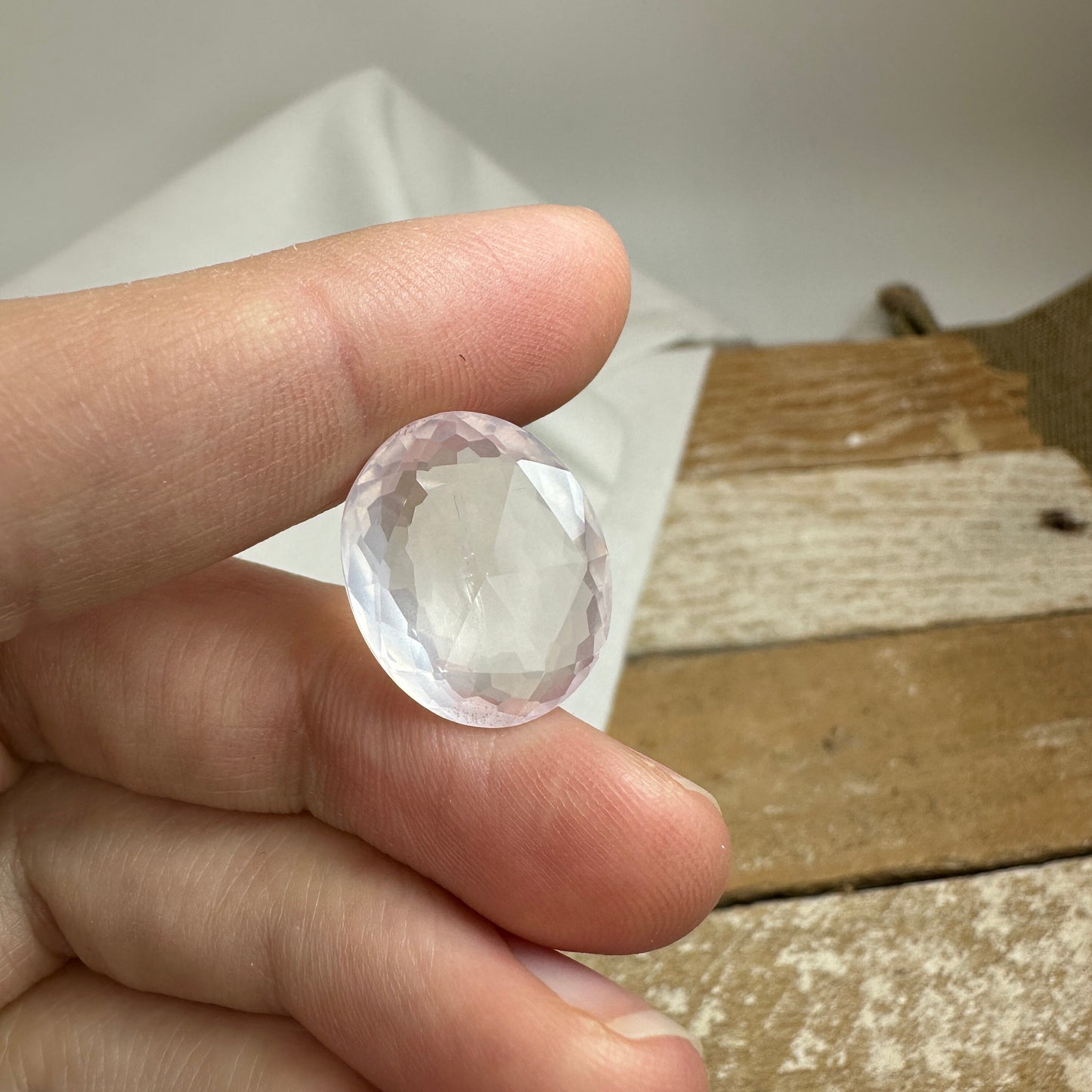 18x15mm Rose Quartz, Light Pink, 11.97 Carat Rose cut Oval Cut Quartz, Loose Gem Faceted Stone