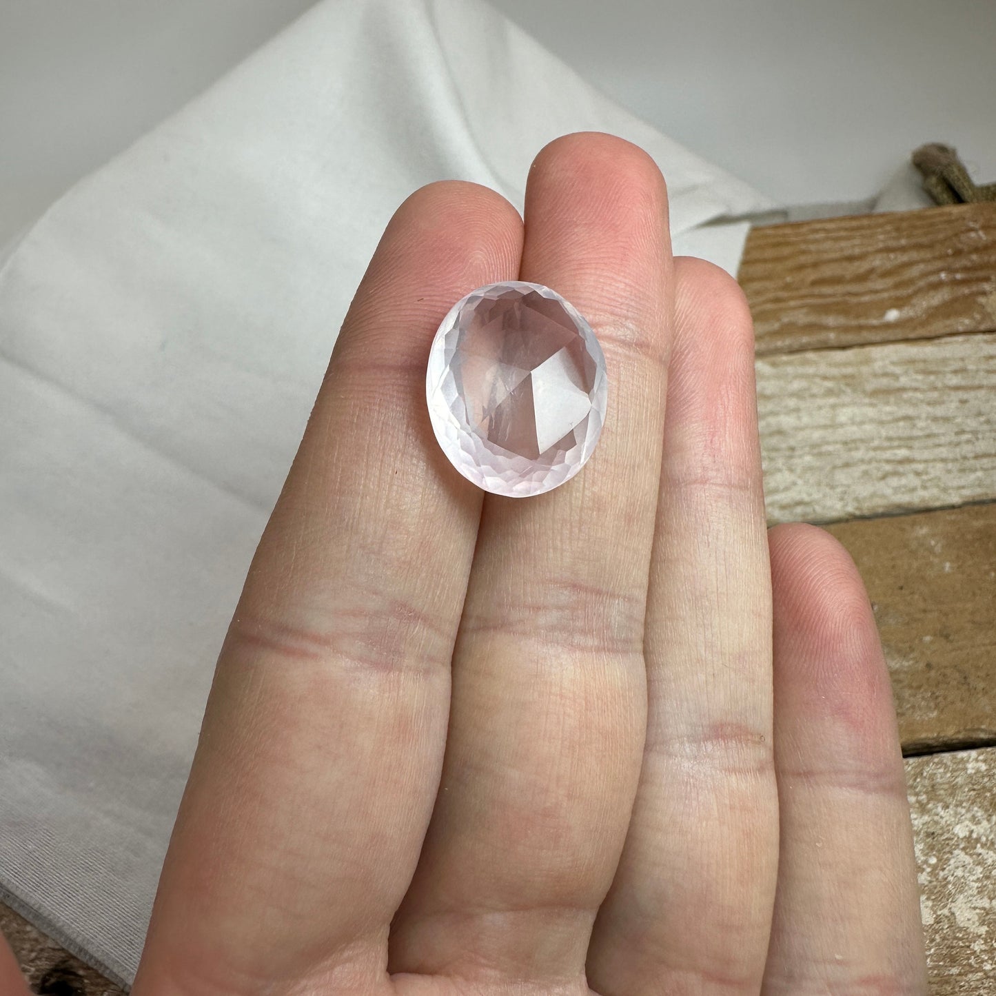 18x15mm Rose Quartz, Light Pink, 11.97 Carat Rose cut Oval Cut Quartz, Loose Gem Faceted Stone
