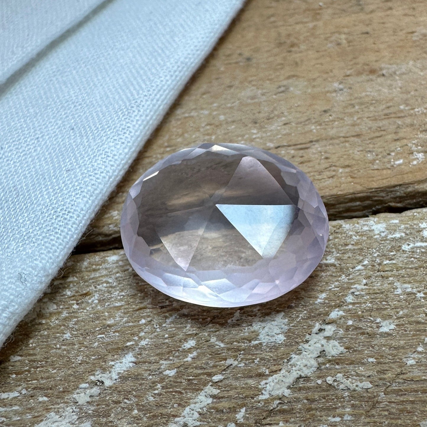 18x15mm Rose Quartz, Light Pink, 11.97 Carat Rose cut Oval Cut Quartz, Loose Gem Faceted Stone