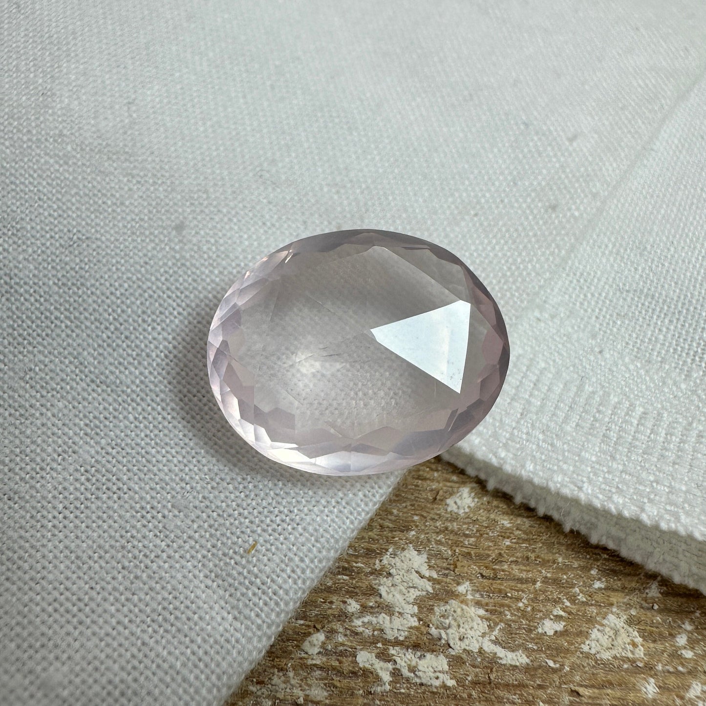 18x15mm Rose Quartz, Light Pink, 11.97 Carat Rose cut Oval Cut Quartz, Loose Gem Faceted Stone