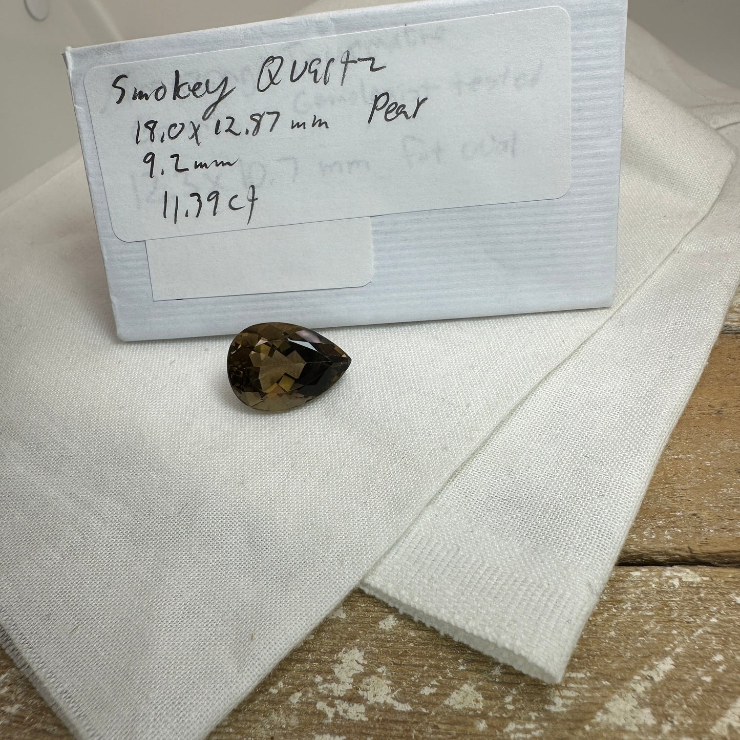 18x13mm Smoky Quartz, 11.39 Carat Pear cut Loose Brown Quartz