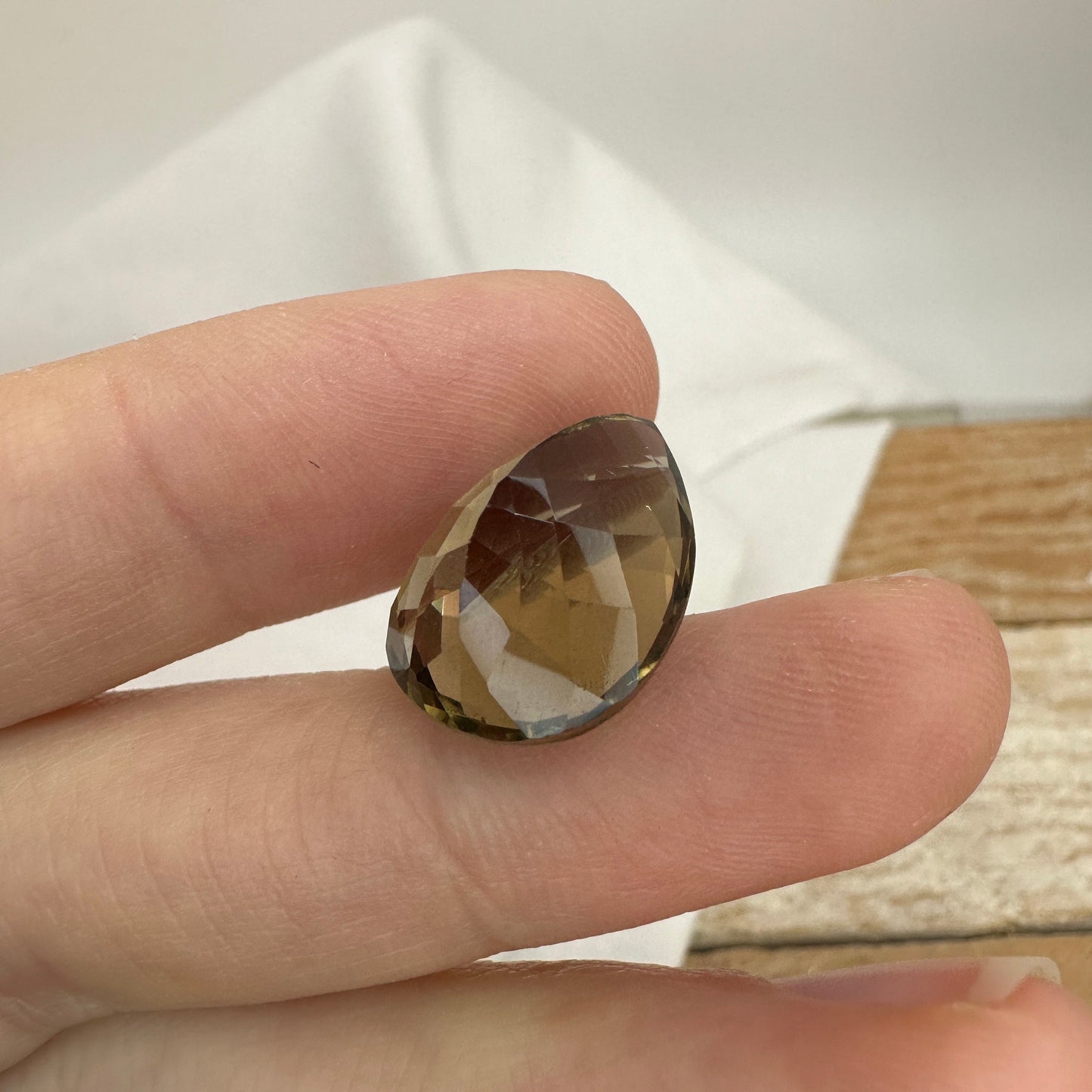 18x13mm Smoky Quartz, 11.39 Carat Pear cut Loose Brown Quartz