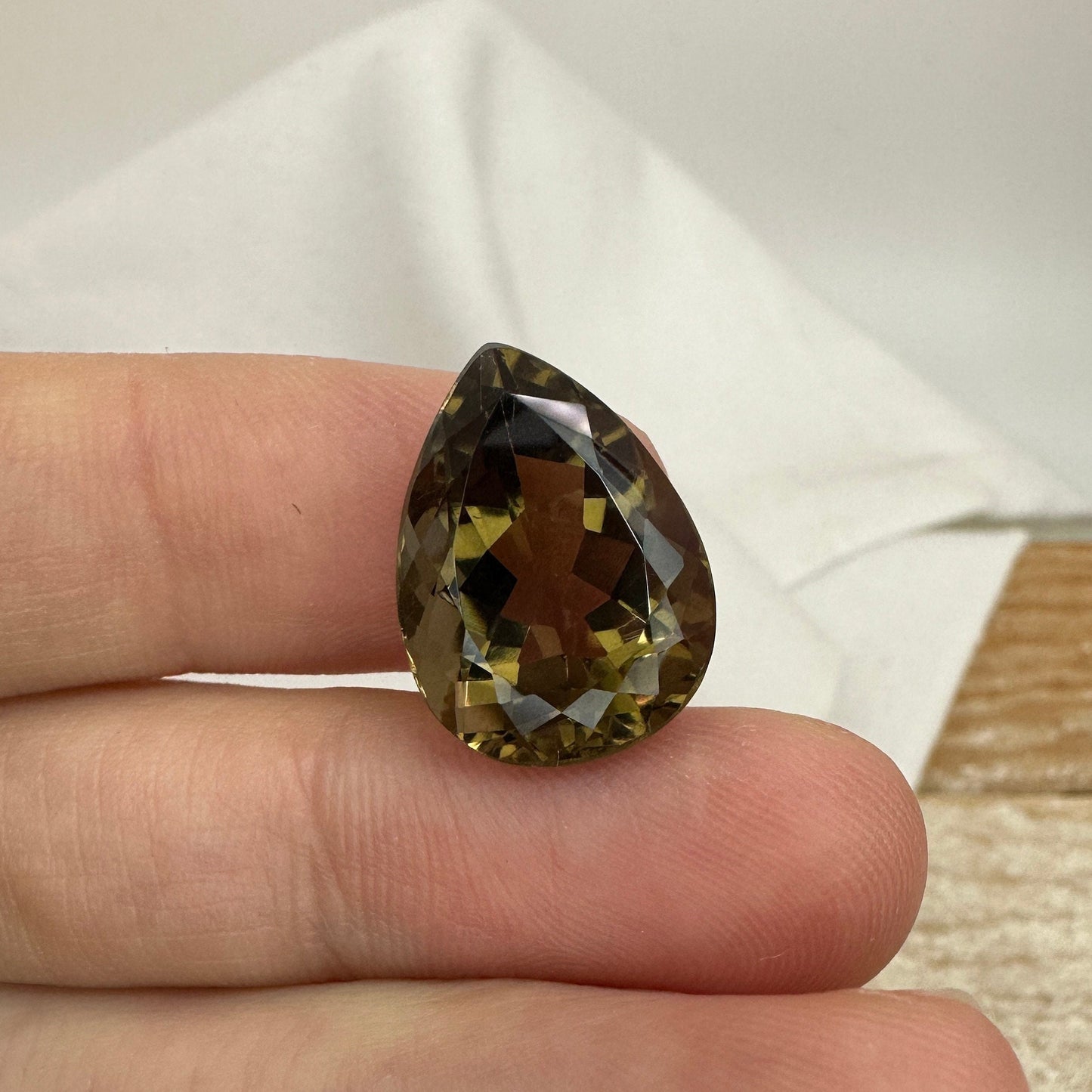 18x13mm Smoky Quartz, 11.39 Carat Pear cut Loose Brown Quartz
