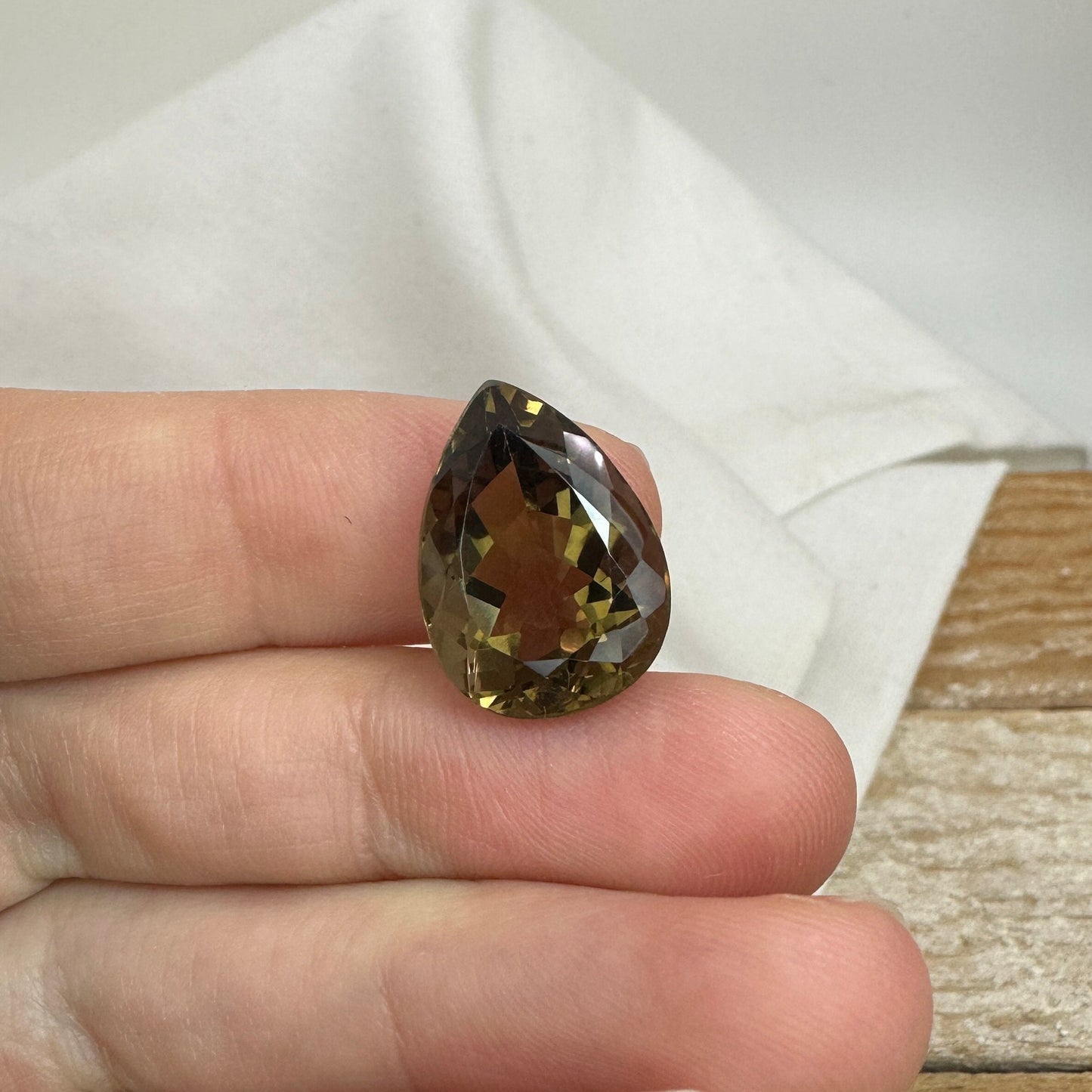 18x13mm Smoky Quartz, 11.39 Carat Pear cut Loose Brown Quartz