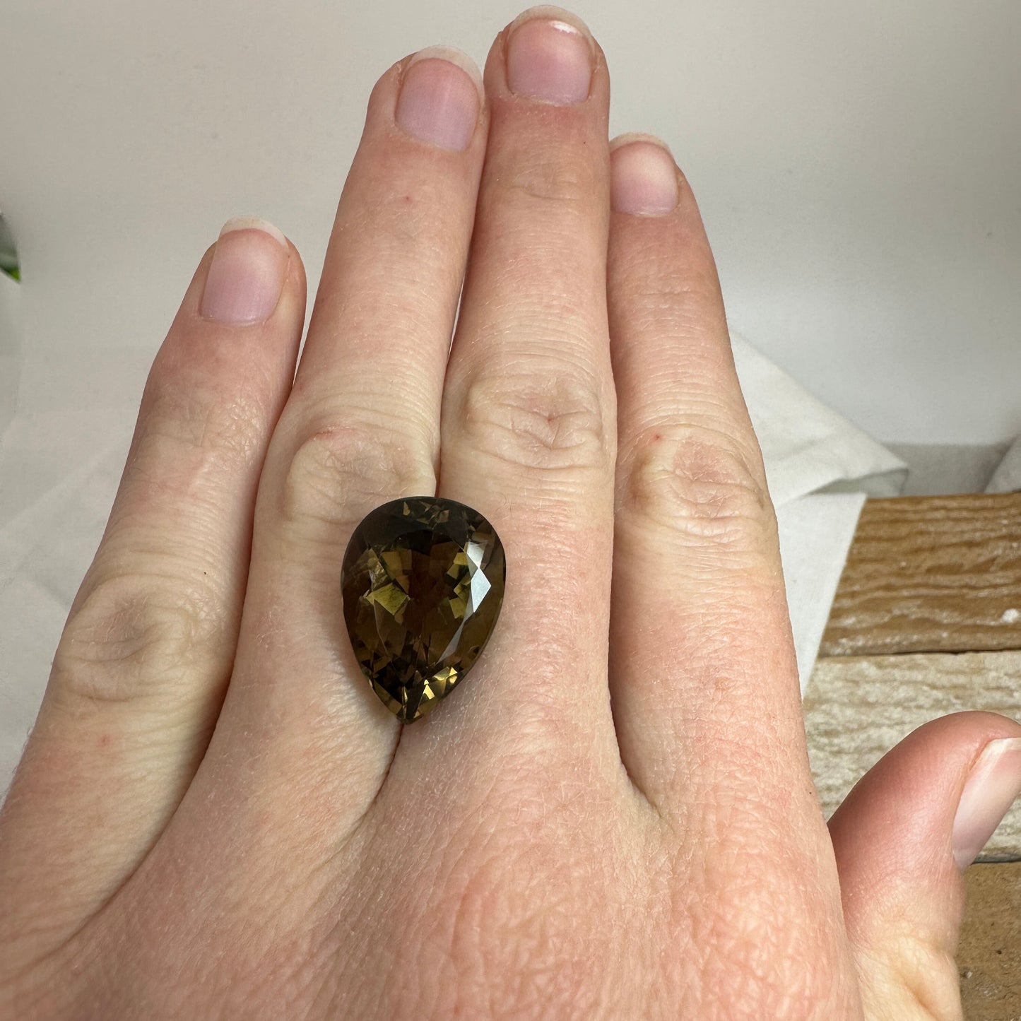 18x13mm Smoky Quartz, 11.39 Carat Pear cut Loose Brown Quartz