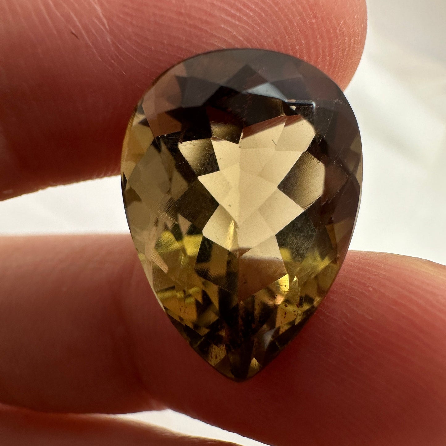 18x13mm Smoky Quartz, 11.39 Carat Pear cut Loose Brown Quartz