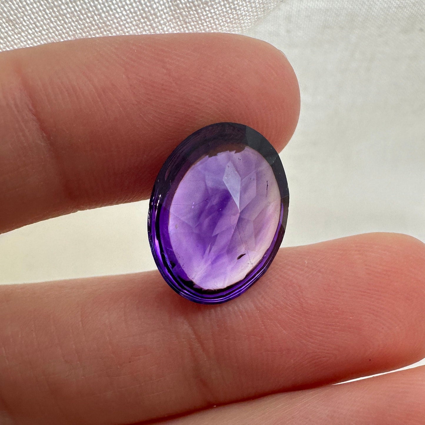 10.31 Carat Natural Amethyst 16.5x13mm Oval, Loose Purple Gem, Recycled Gemstone, Cabochon top Faceted back, February Birthstone