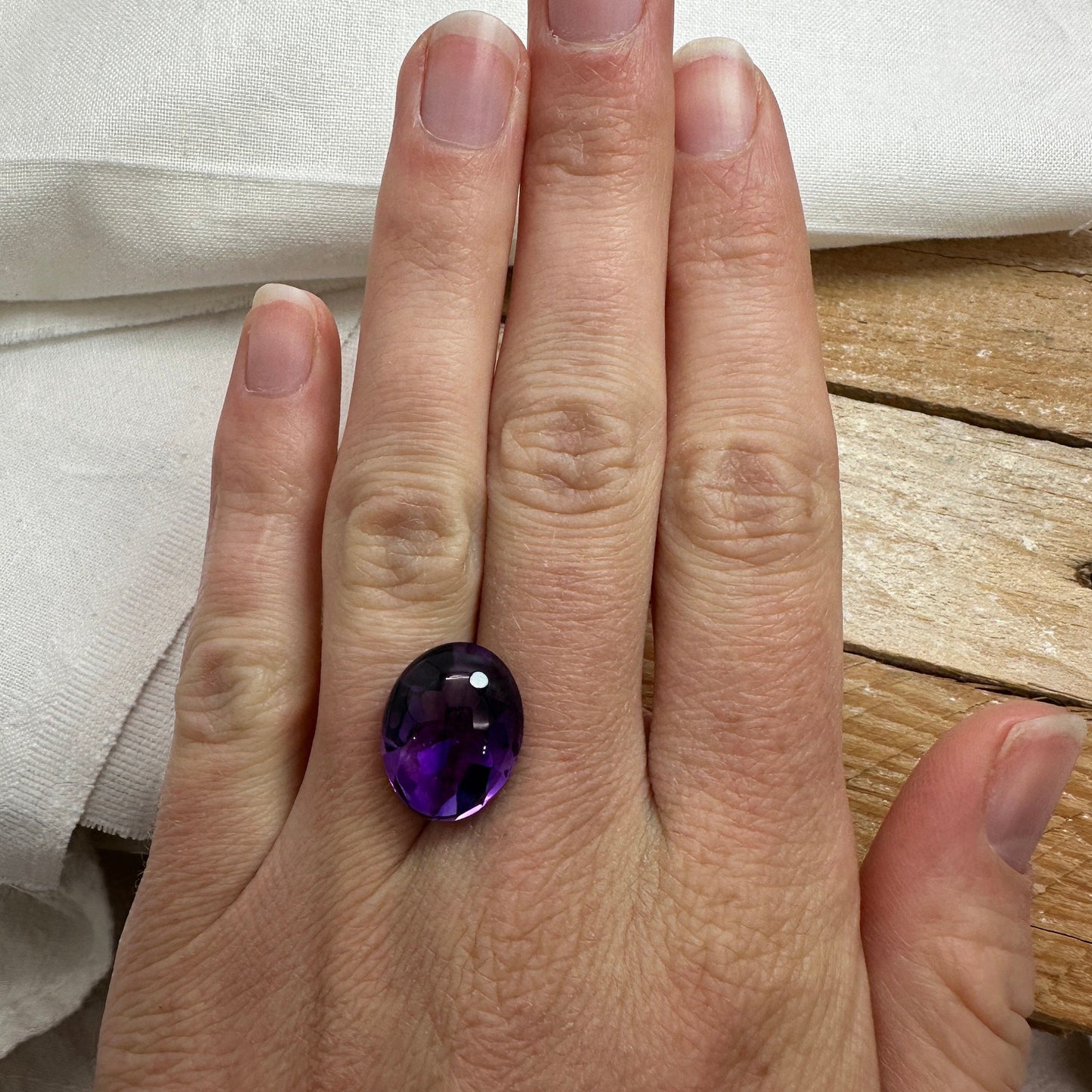 10.31 Carat Natural Amethyst 16.5x13mm Oval, Loose Purple Gem, Recycled Gemstone, Cabochon top Faceted back, February Birthstone