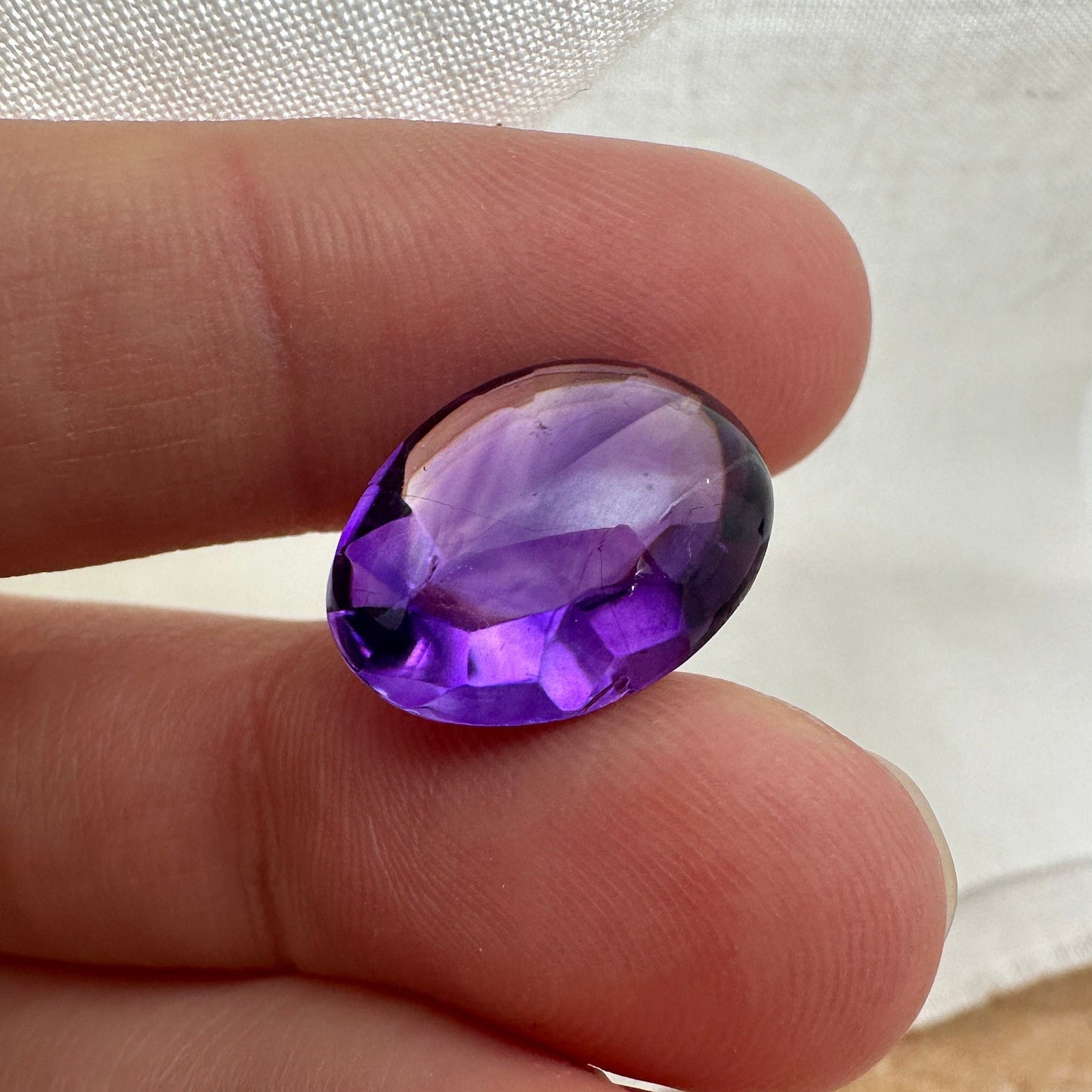 10.31 Carat Natural Amethyst 16.5x13mm Oval, Loose Purple Gem, Recycled Gemstone, Cabochon top Faceted back, February Birthstone