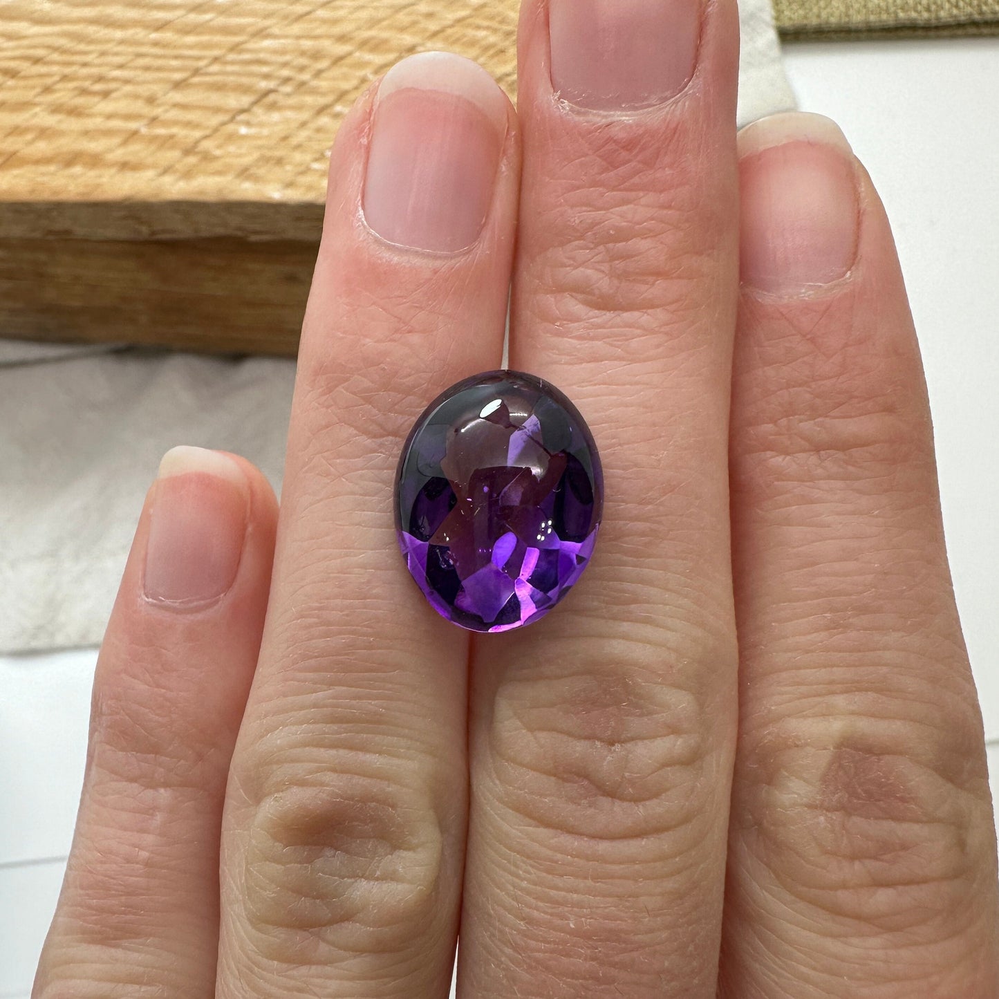 10.31 Carat Natural Amethyst 16.5x13mm Oval, Loose Purple Gem, Recycled Gemstone, Cabochon top Faceted back, February Birthstone