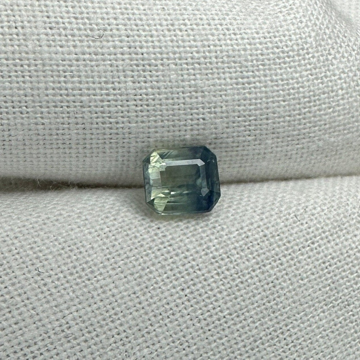 0.96 carat Natural Green-Blue Sapphire 5.2x4.8mm Loose Faceted Gemstone Bi-Color Silky Sapphire, Approx. 5mm Emerald cut