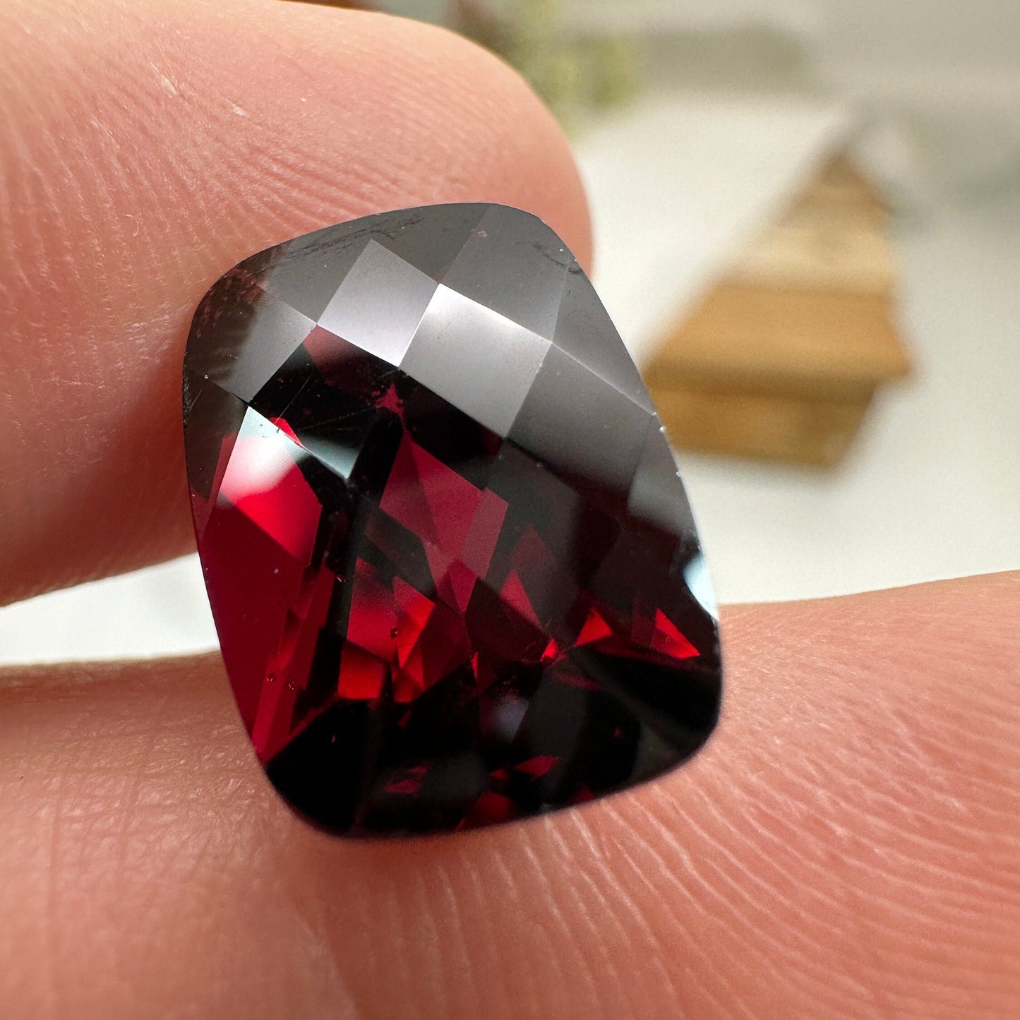 14x10mm Rhodolite Garnet 8 Carat Rectangle Cushion Cut, Purplish Red Garnet