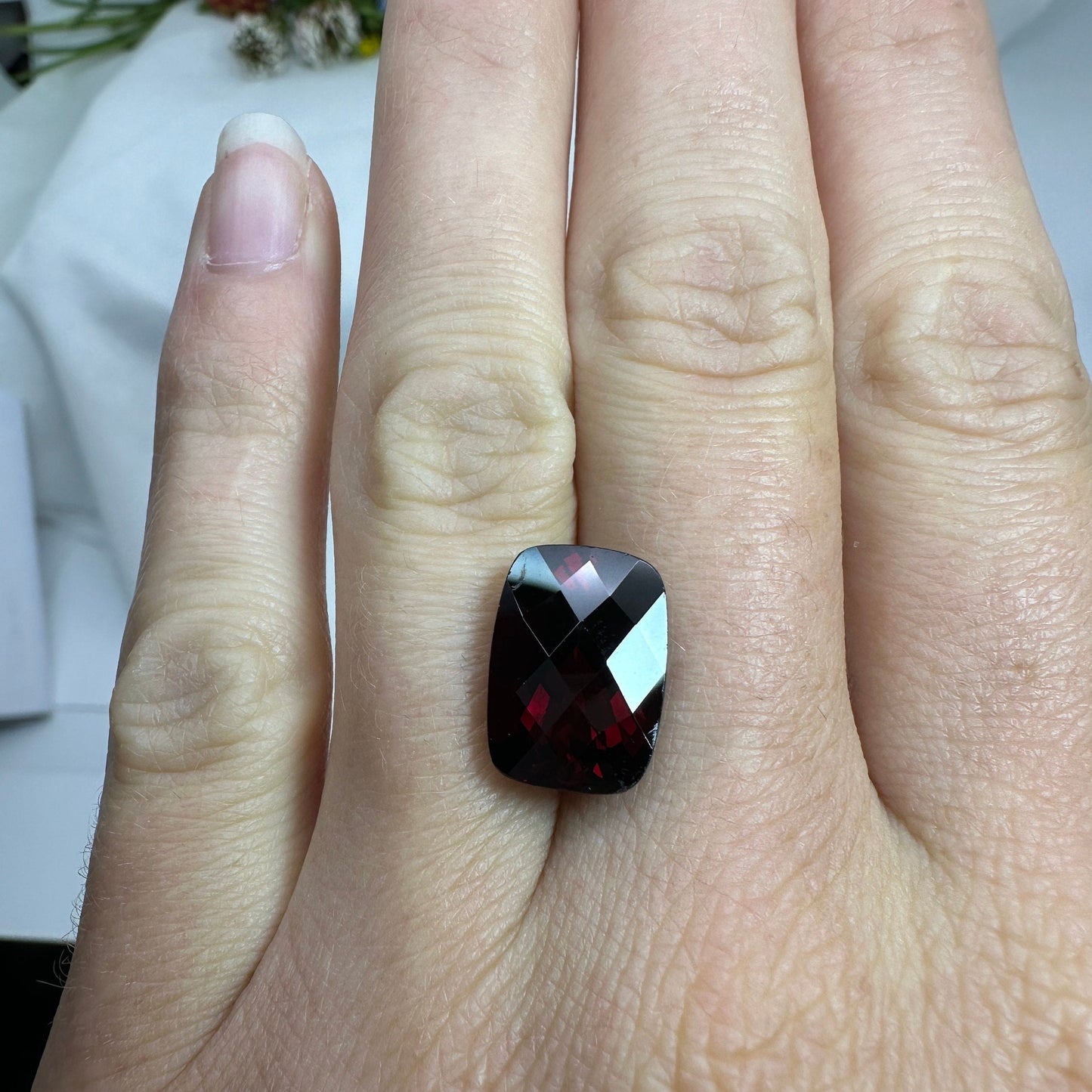 14x10mm Rhodolite Garnet 8 Carat Rectangle Cushion Cut, Purplish Red Garnet