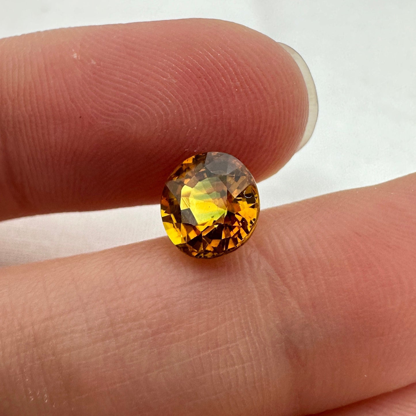 2 Carat Sapphire 7.5x7.1mm Oval Cut, Heat Treated, Yellow Orange, Faceted Loose Australian Sapphire
