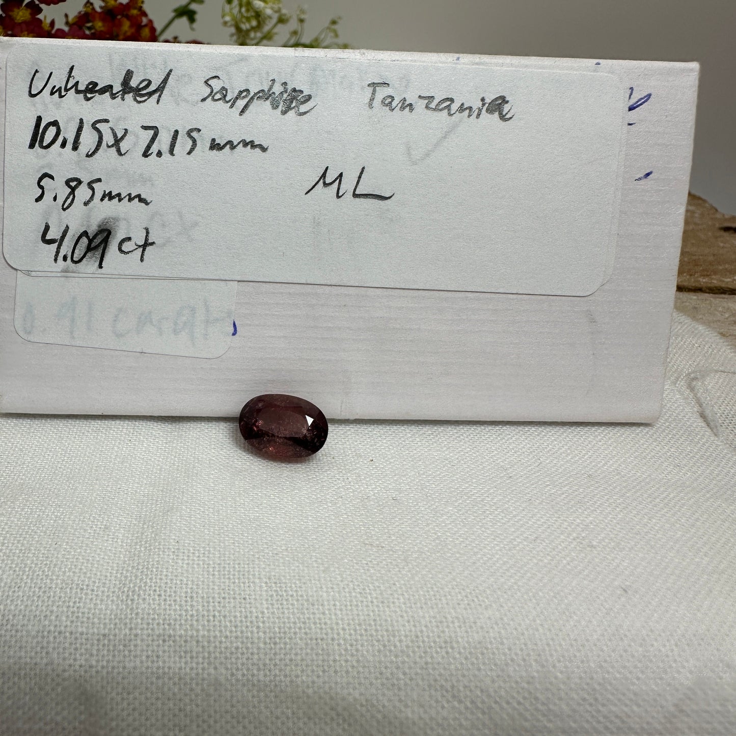 4 Carat Purple Sapphire 10x7mm Oval Cut, Unheated Faceted Loose Natural Sapphire, Tanzania